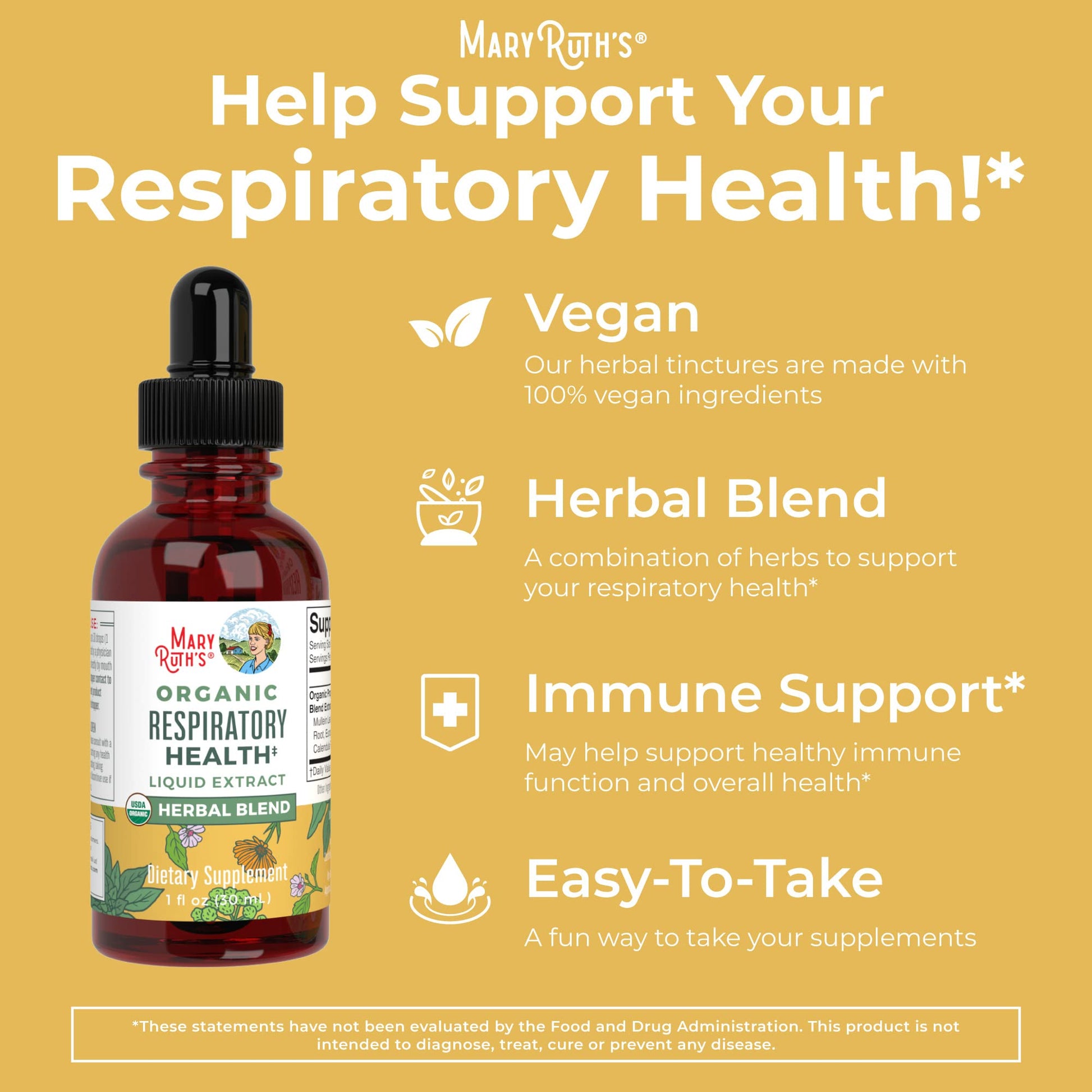 MaryRuth's | USDA Organic Respiratory Health Herbal Supplement Extract MaryRuth Organics uk supplements