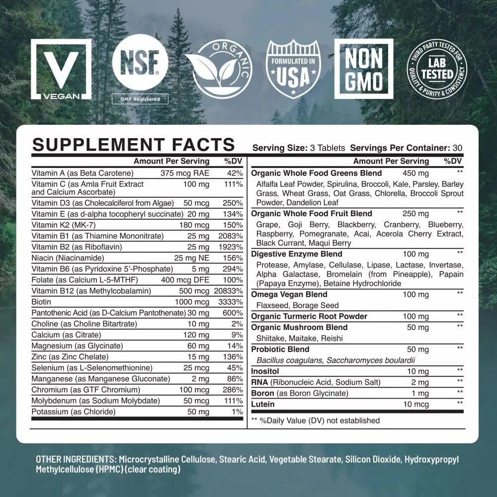 Abundant Earth Whole Food Multivitamin for Women, Daily Multi Vitamins Supplements for Men/Mens Multivitamins + B Complex, Probiotic Multi Enzyme Abundant Earth uk supplements