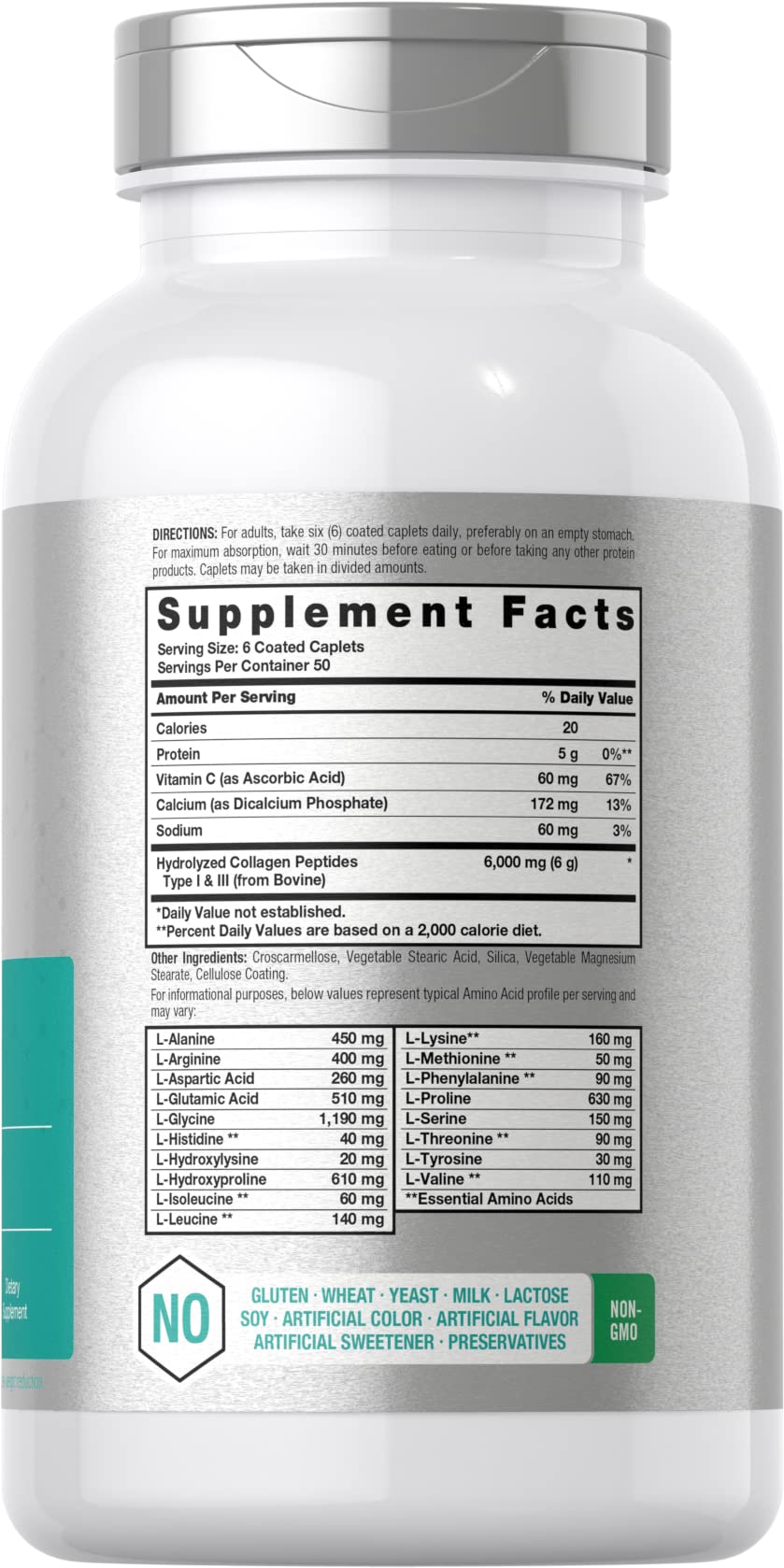 Horbäach Collagen Peptides 6000mg | 300 Caplet Pills | with Vitamin C | Hydrolyzed Collagen Supplement | Non-GMO, Gluten Free Horbäach uk supplements