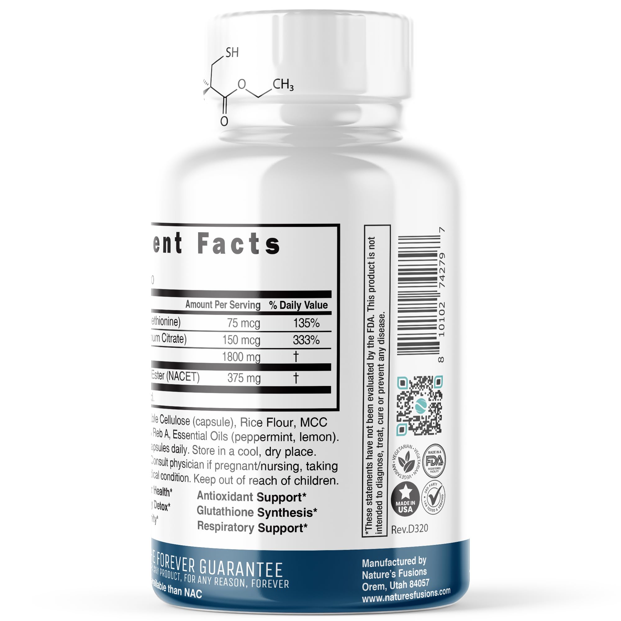 Neuro NAC Supplement 375mg Extra Strength with 1800mg Glycine - N-Acetyl Cysteine Nature's Fusions uk supplements