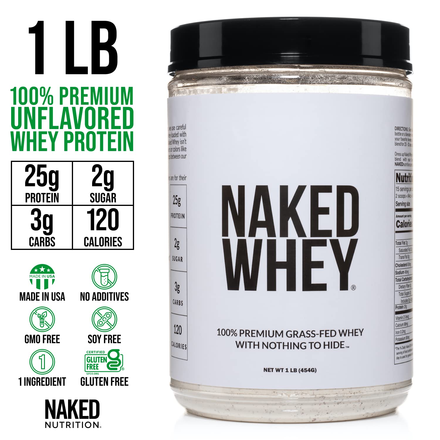 Naked Nutrition Naked Whey 1Lb - Only 1 Ingredient, Grass Fed Whey Protein Powder Naked Nutrition uk supplements