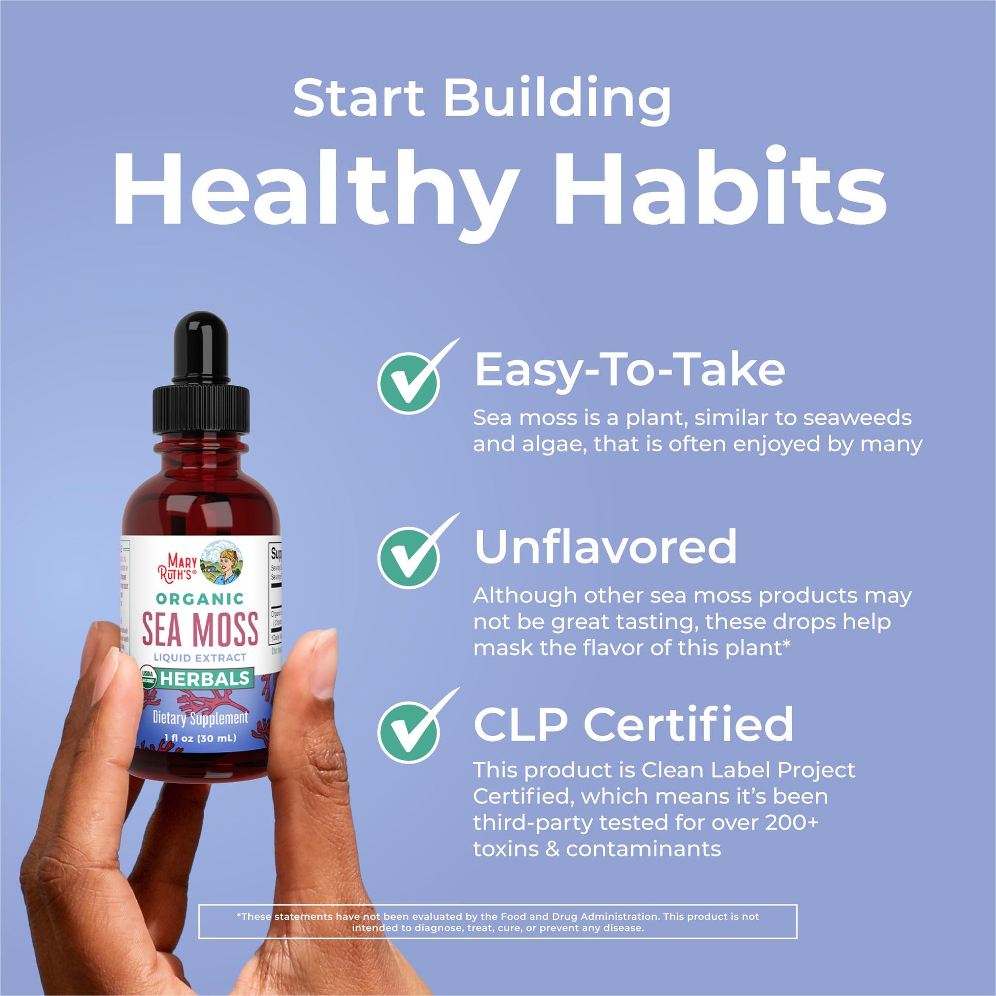 MaryRuth Organics Irish Sea Moss Liquid Drops | Chondrus Crispus | Wild Harvested | Organic Irish Moss Formulated for Adults & Kids Ages 14+ | Unflavored | Sugar Free | Vegan | Non-GMO | 1 Fl Oz MARYRUTH'S uk supplements