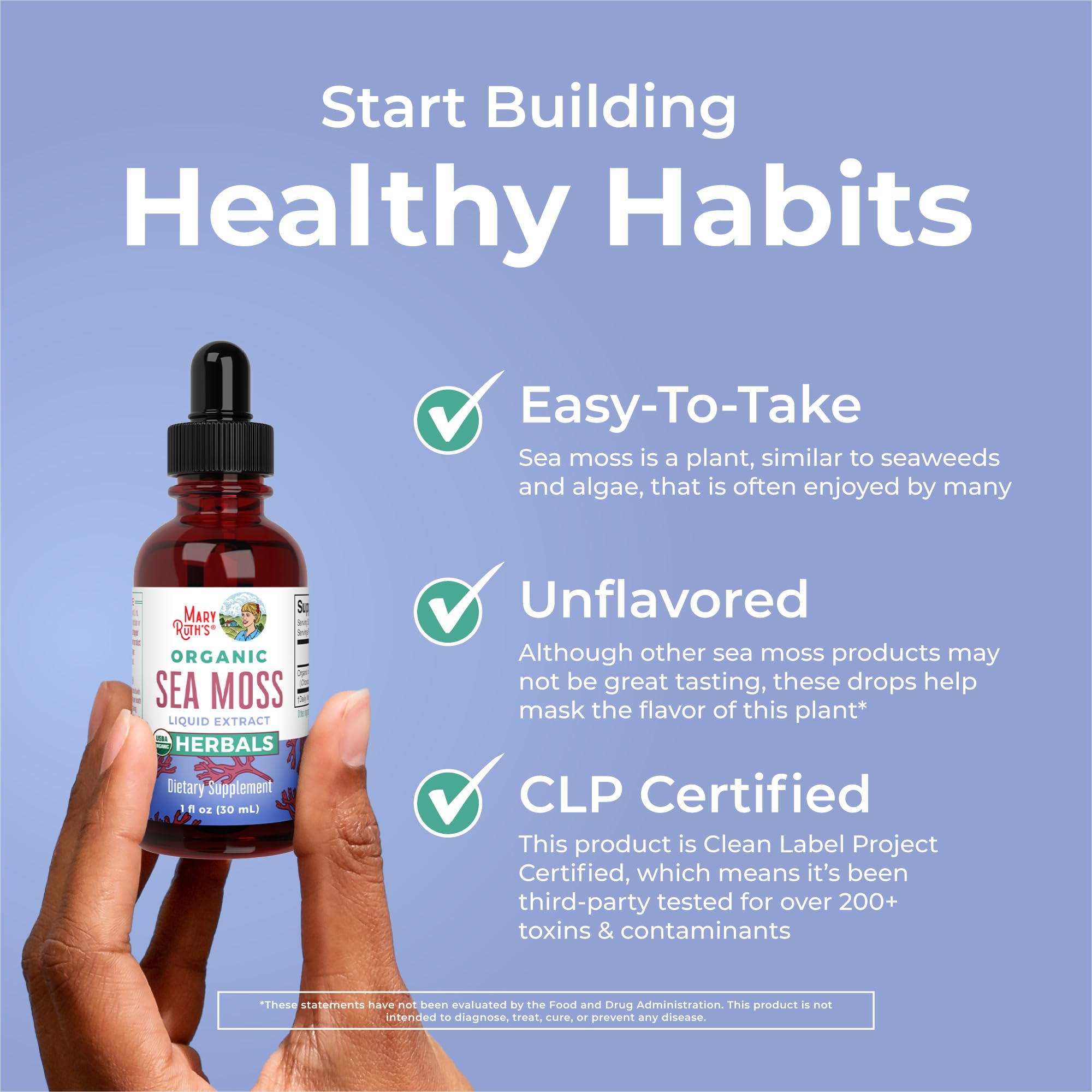 MaryRuth Organics Irish Sea Moss Liquid Drops | Chondrus Crispus | Wild Harvested | Organic Irish Moss Formulated for Adults & Kids Ages 14+ | Unflavored | Sugar Free | Vegan | Non-GMO | 1 Fl Oz MARYRUTH'S uk supplements
