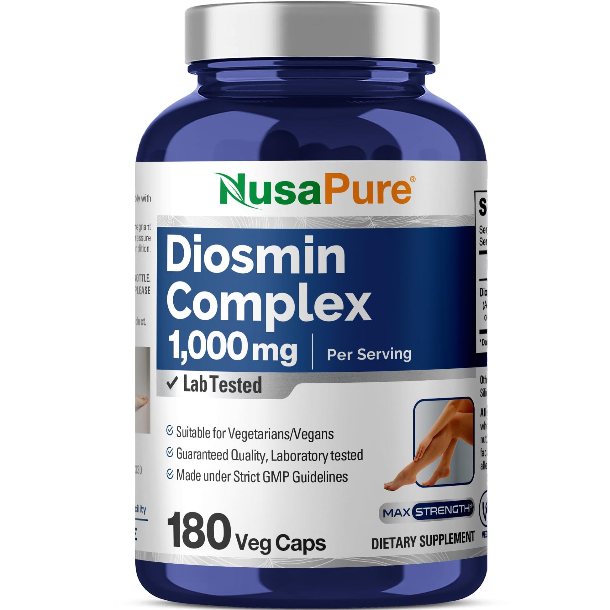 NusaPure Diosmin Complex 1,000mg per Serving 180 Veggie Caps (Non-GMO, Vegan) Citrus Aurantium NusaPure uk supplements
