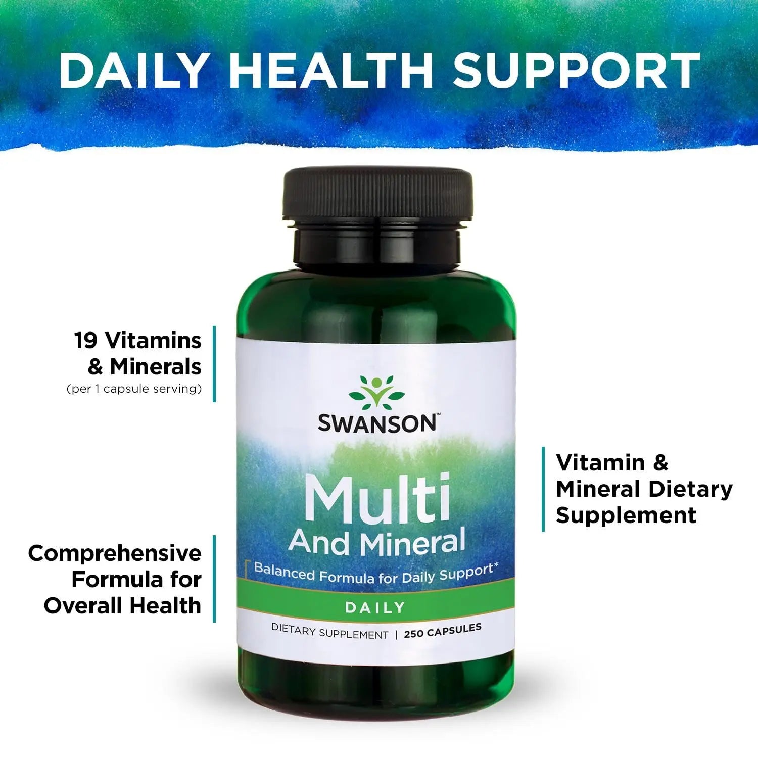 Swanson Multi and Mineral Daily Men's Women's Multivitamin Multimineral Health Supplement 250 Capsules (Caps) Swanson uk supplements