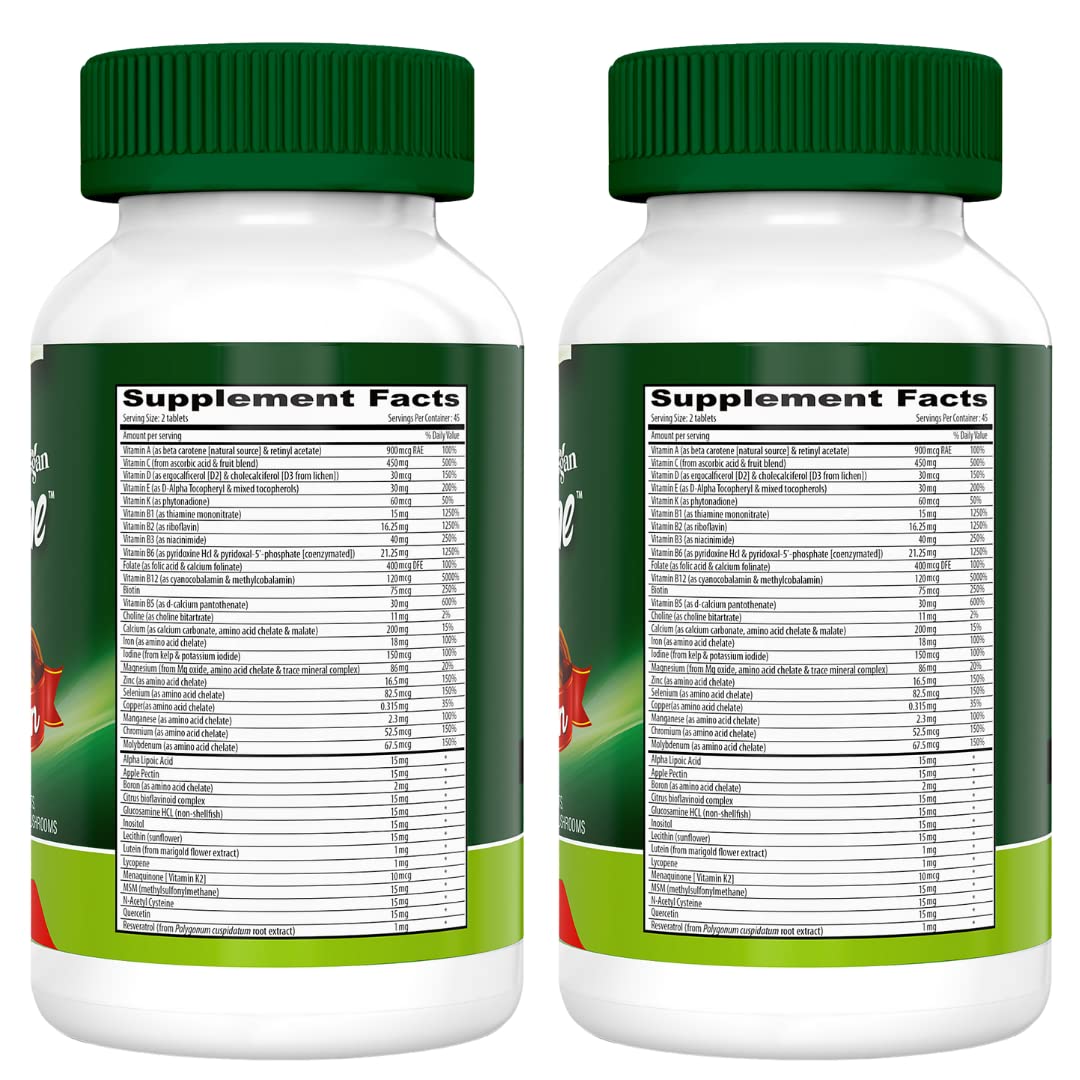 DEVA Tuba Prime Vegan Multivitamin Iron-Free High-Potency Vitamin & Mineral Dietary Supplement Antioxidants, Fruit & Veg Blend, Super Mushrooms, Probiotics, Prebiotics, Seeds, Herbs 90 Tabs 2-Pack DEVA uk supplements