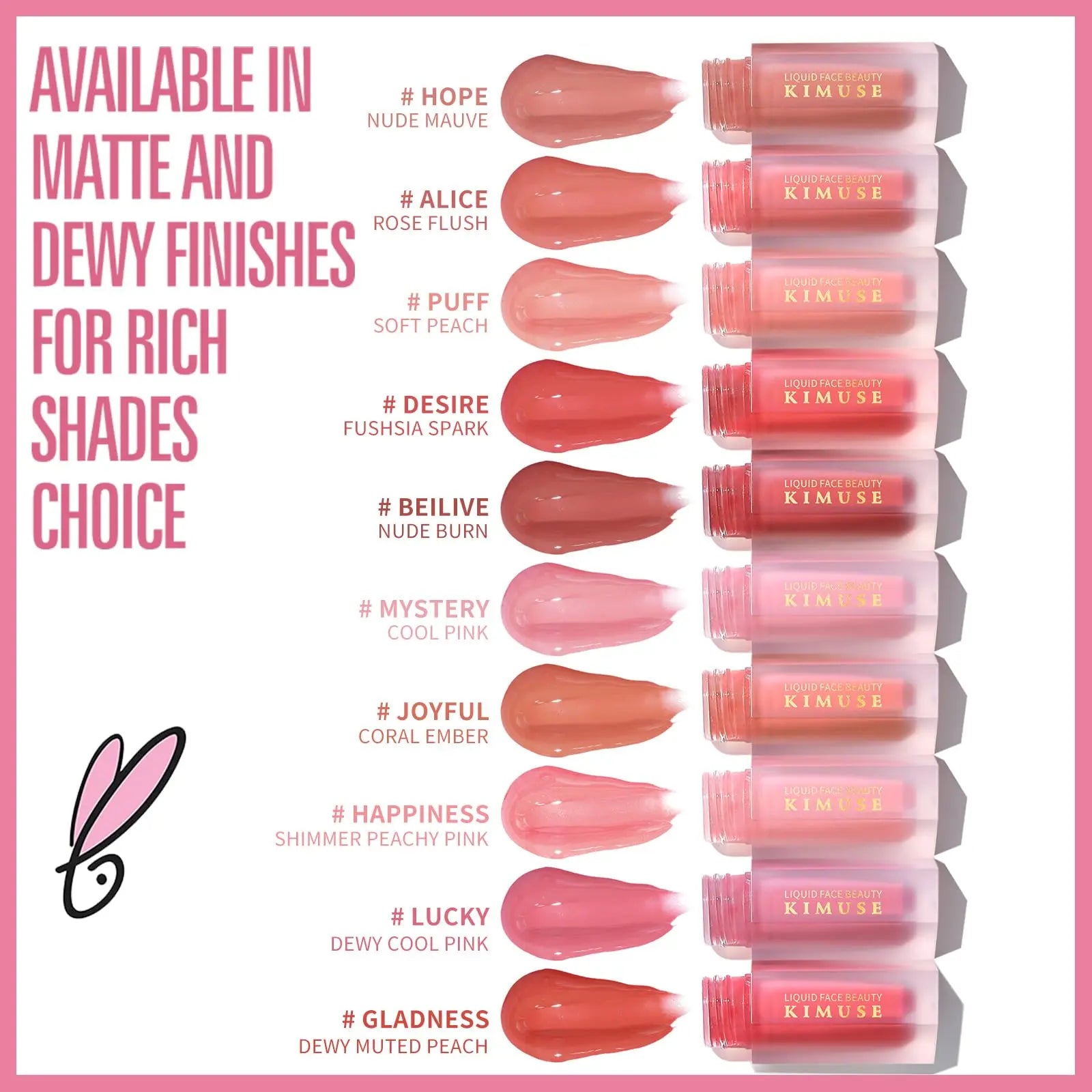 KIMUSE Liquid Blush, Long-Wearing Pigmented Soft Cream Face Blush, Waterproof, Smudge Proof, Dewy Finish KIMUSE uk supplements