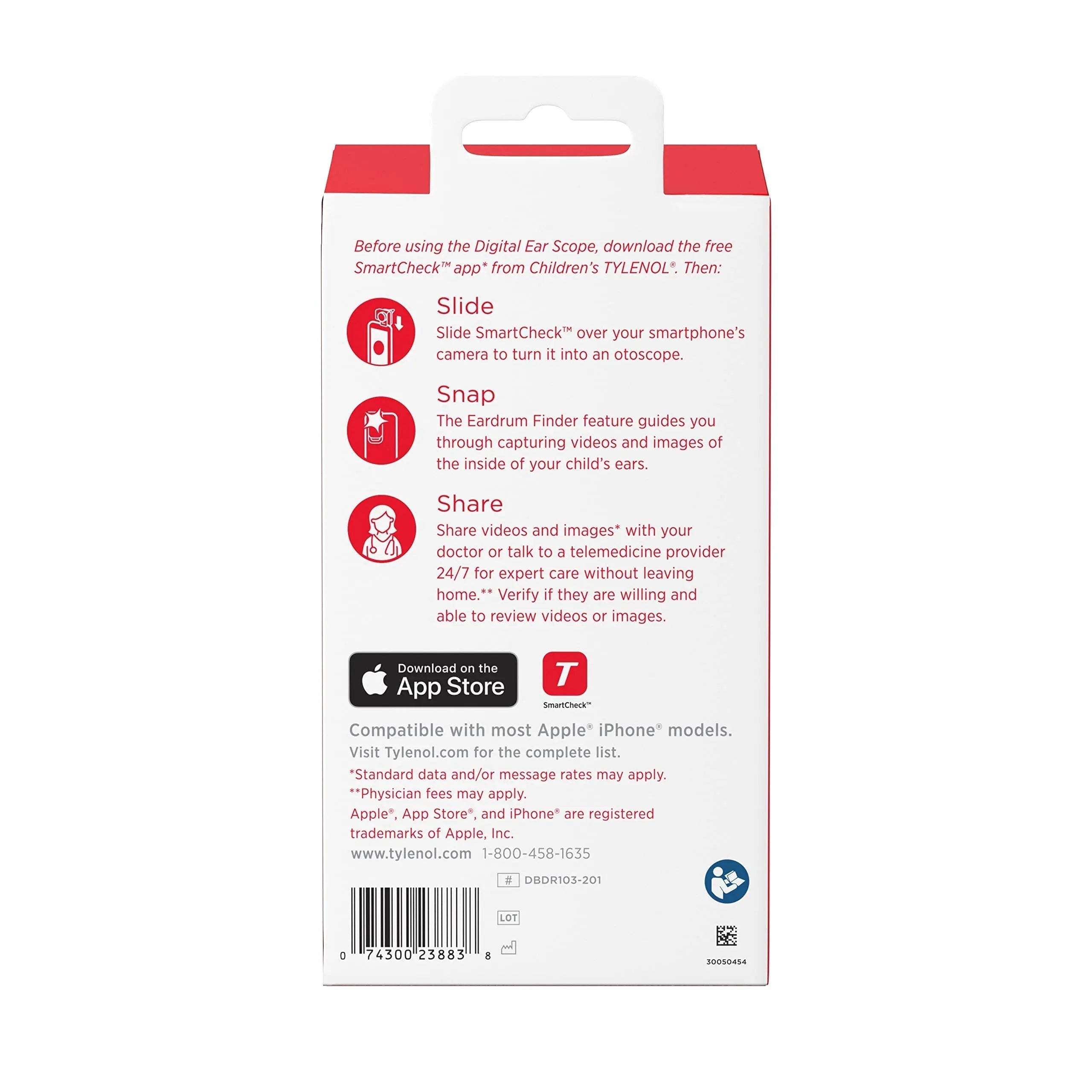 SmartCheck Digital Ear Scope from Children's Tylenol, Otoscope with Light, 1 Otoscope Clamp, 12 Specula Tips + Children's Tylenol Pain + Fever Medicine with Acetaminophen, 8 fl. oz Tylenol uk supplements