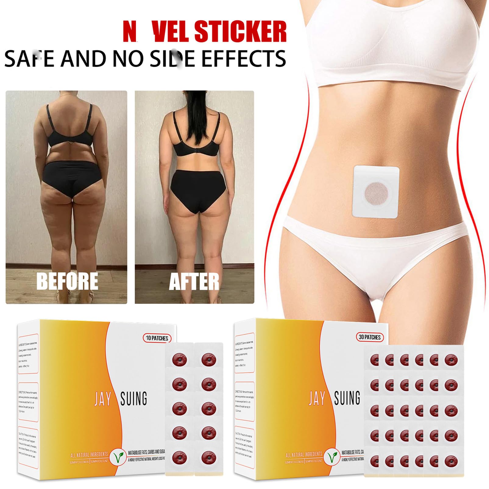30Pcs Belly Patch, Waterproof Stickers for Women Girls, Natural Belly Sticker for Women and Men Rosarden uk supplements
