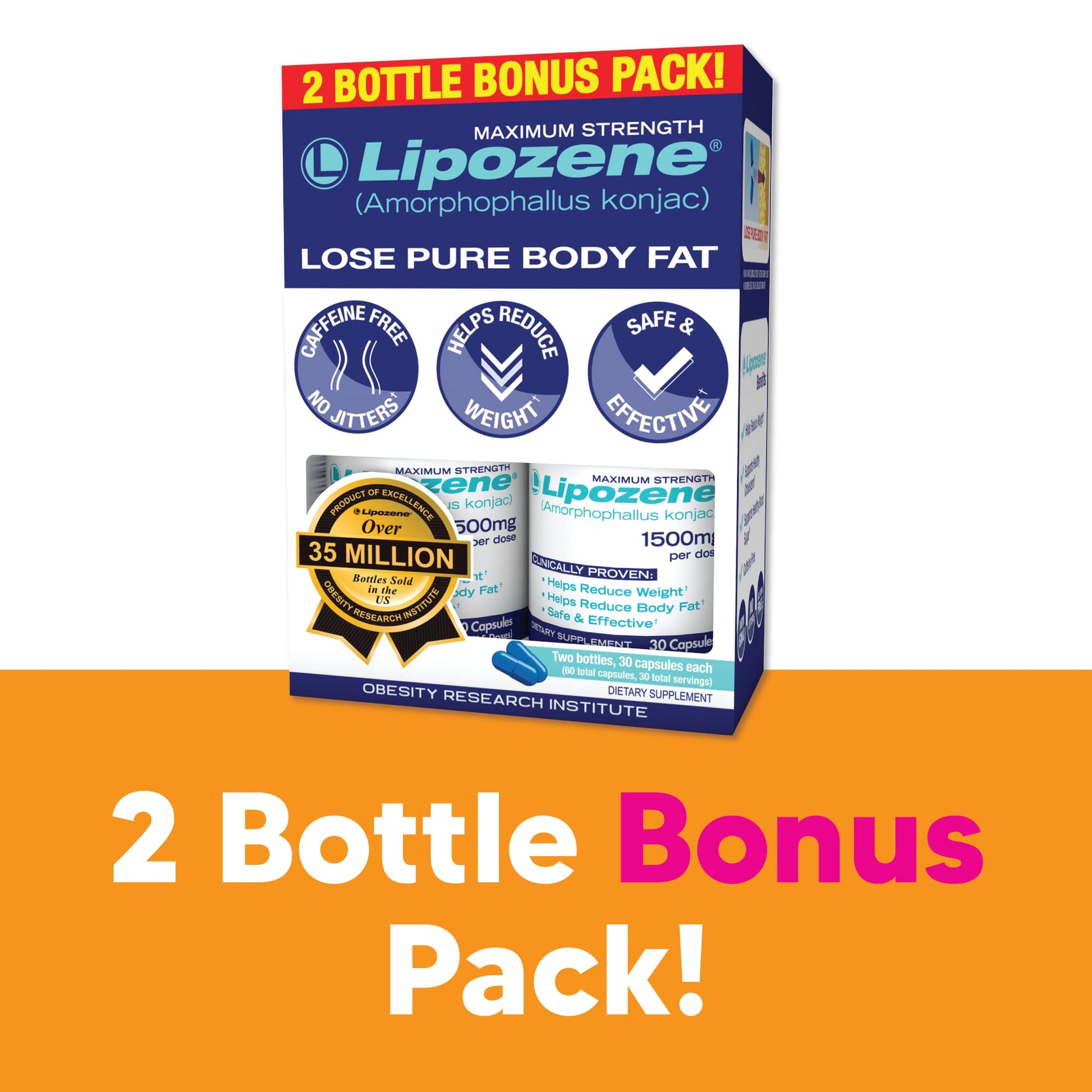 Lipozene Diet Pills - Weight Loss Supplement - Appetite Control - Two Bottles of 30 Capsules Lipozene uk supplements