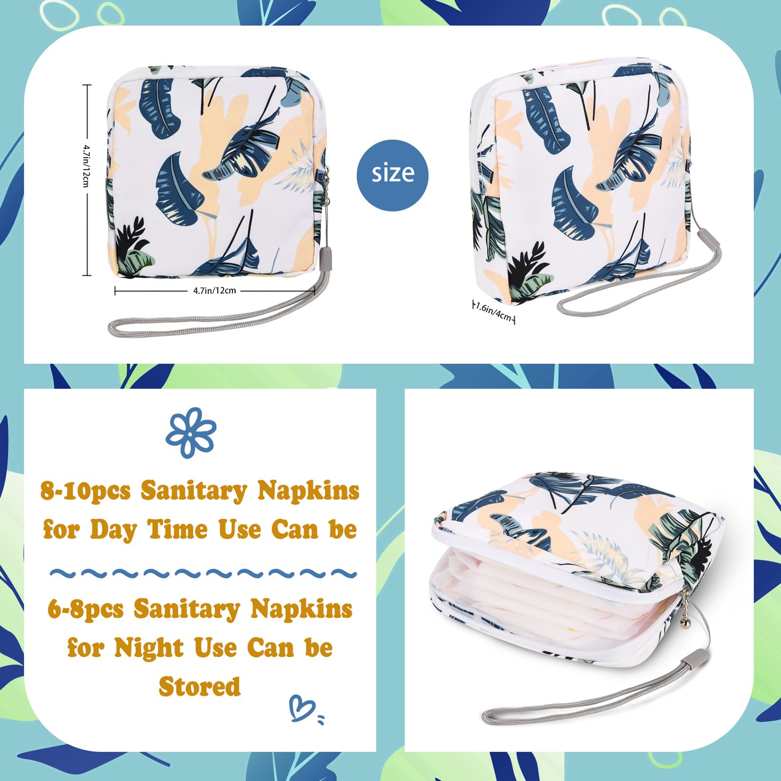 4Pcs Sanitary Napkin Storage Bag, Small Menstrual Period Bag Period Pouch Waterproof Abeillo uk supplements