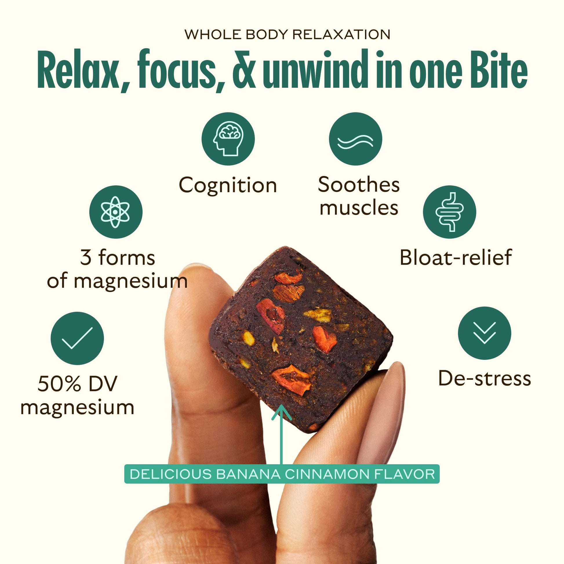 GEM Calm Bite | Supports Calm Mind & Clarity | Magnesium L-Threonate, Golden Chlorella, Lemon Balm | Holistic Non-Habit Forming | Gluten Free, Soy Free, Banana Cinnamon (7 Count) GEM uk supplements