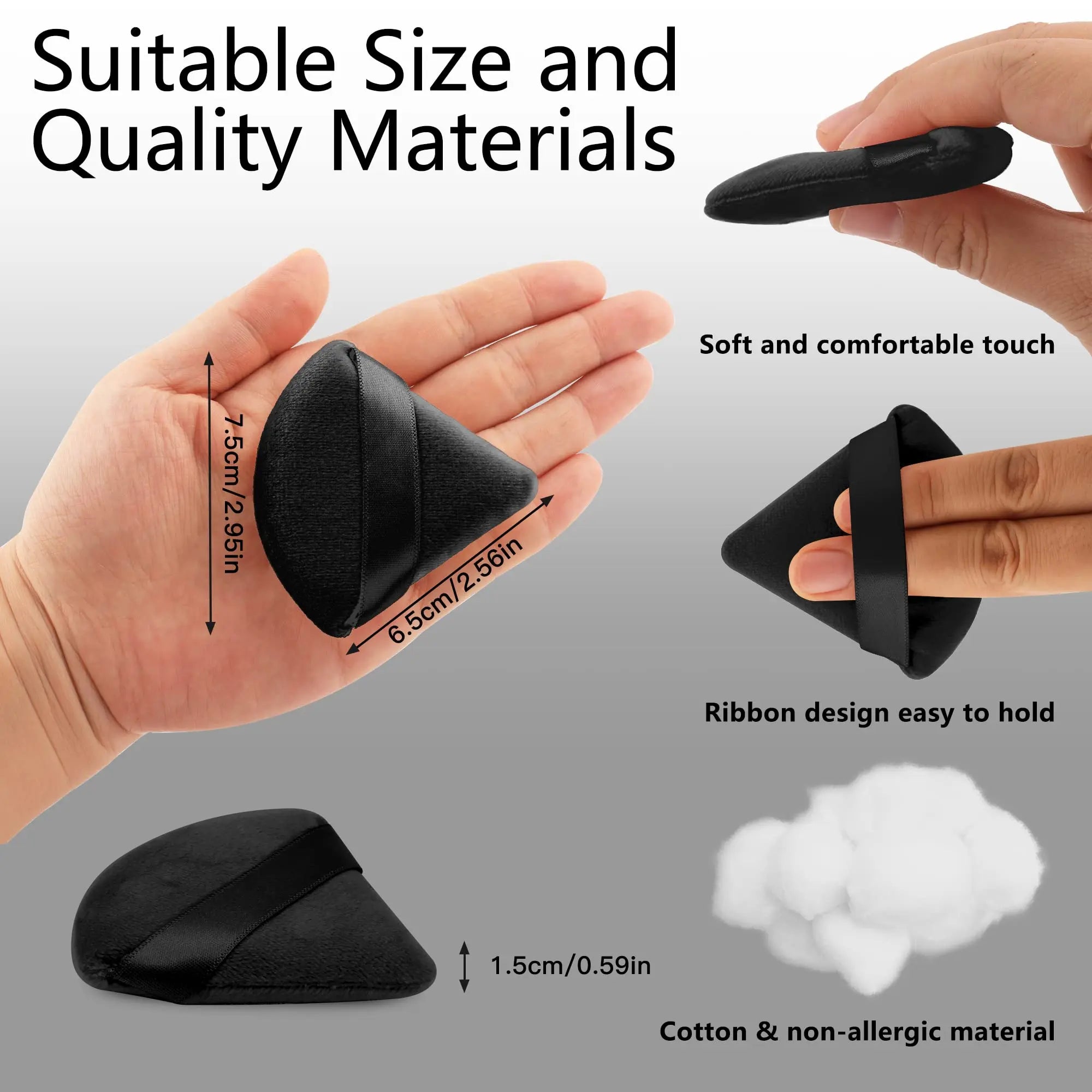 2 Pcs EVAOUXIU Triangle Powder Puff for Face Powder, Soft Plush Setting Makeup Puff, Velour Cosmetic Foundation Blender Sponge Beauty Makeup Tools (Black) EVAOUXIU uk supplements