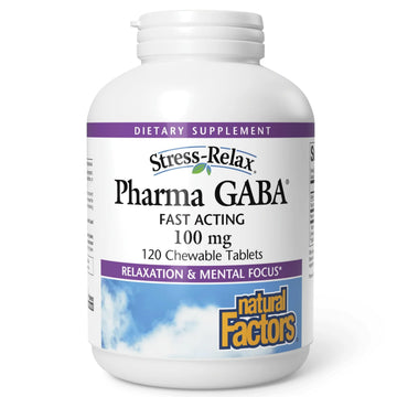 Natural Factors Pharma GABA - Dietary Supplement Supports Calm Sleep & Sleep Quality - Natural, Fast-Working Supplement Aids Focus & Brain Health - 120 Chewable Tablets (60 Servings) Natural Factors uk supplements