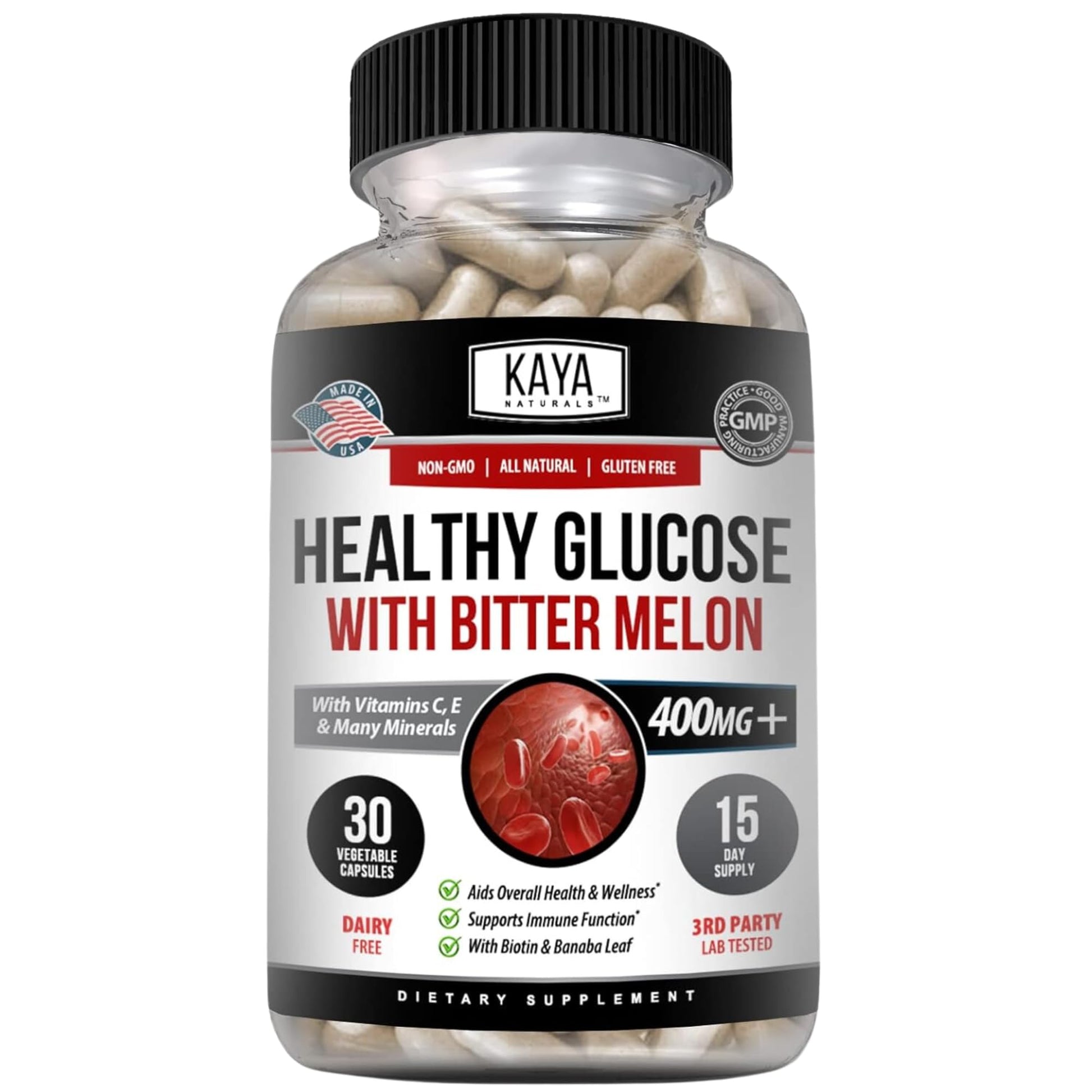 Kaya Naturals Healthy Gluco with Bittermelon Supplement | Support Healthy Levels and Function, 20 Herbs Vitamins and Minerals, Alpha Lipoic Acide, Cinnamon, Vitamin C & E, Non-GMO (30 Count) Kaya Naturals uk supplements
