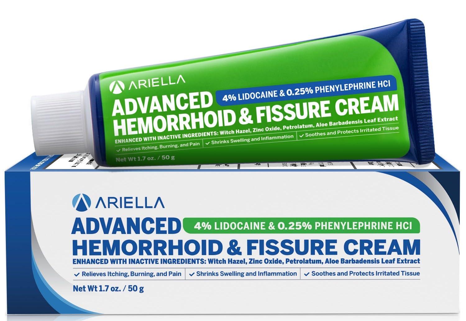 Hemorrhoid Treatment Fissure Lidocaine Cream: Advanced Numbing Ointment with Phenylephrine HCI - Fast Acting Natural Strength Soothing Relief of Pain Swelling Discomfort Itching (1.7 Oz, Witch Hazel) Ariella uk supplements