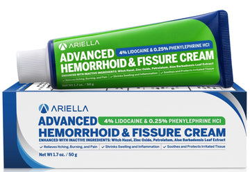 Hemorrhoid Treatment Fissure Lidocaine Cream: Advanced Numbing Ointment with Phenylephrine HCI - Fast Acting Natural Strength Soothing Relief of Pain Swelling Discomfort Itching (1.7 Oz, Witch Hazel) Ariella uk supplements