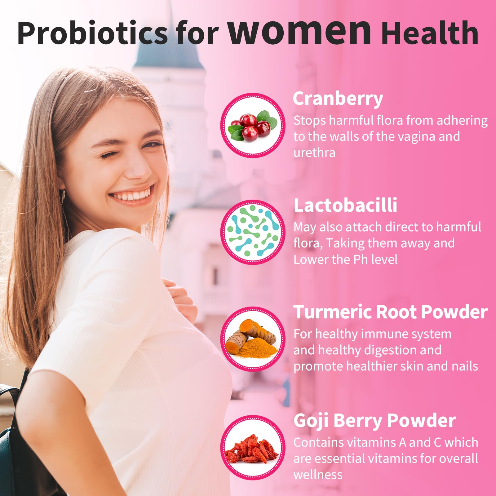 300 Billion CFUs Probiotics for Women,12 Strains Probiotics with Prebiotic Cranberry Heafetine uk supplements