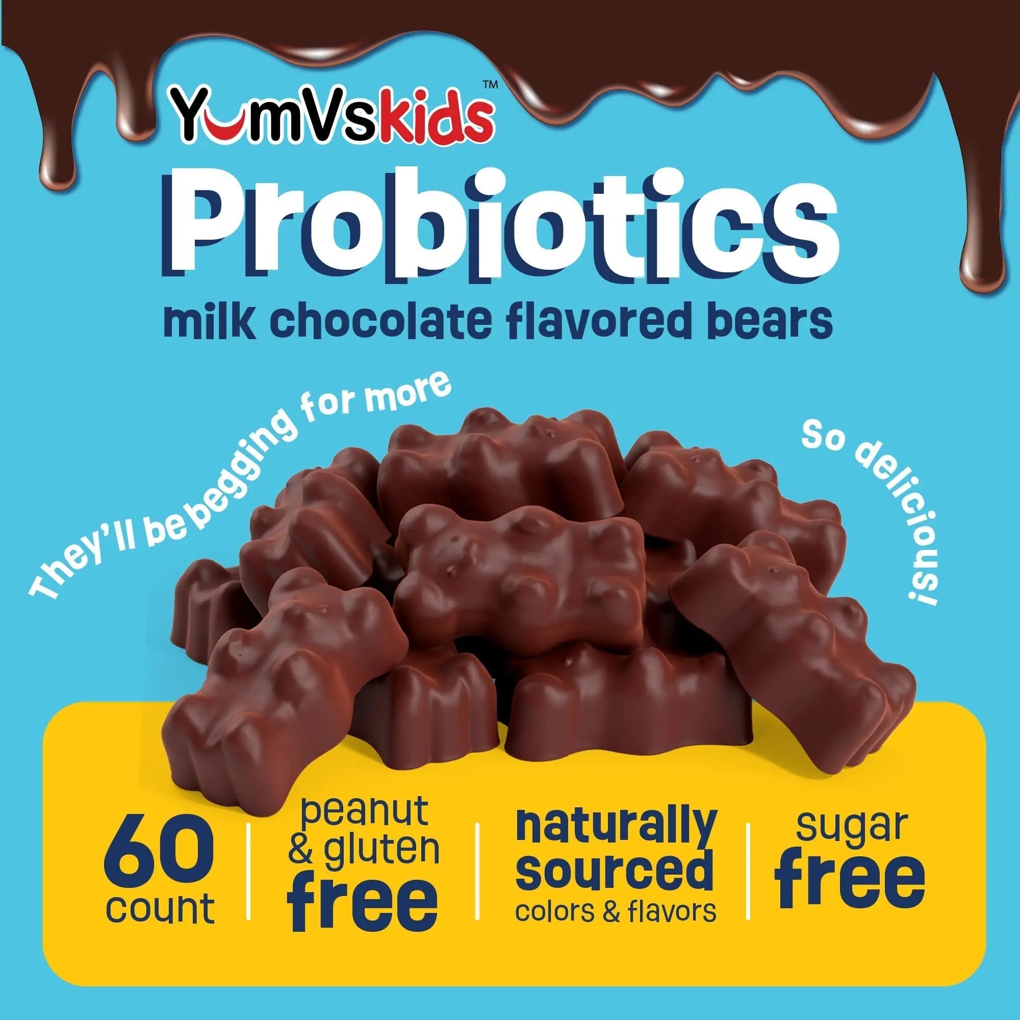 YUM-V'S Probiotics & Multivitamin Bundle for Kids – Probiotic with Prebiotic Fiber Chocolate Bears + Multivitamin & Multimineral with Iron Chewables – Digestive, Immune & Overall Health Support YUM-V'S uk supplements