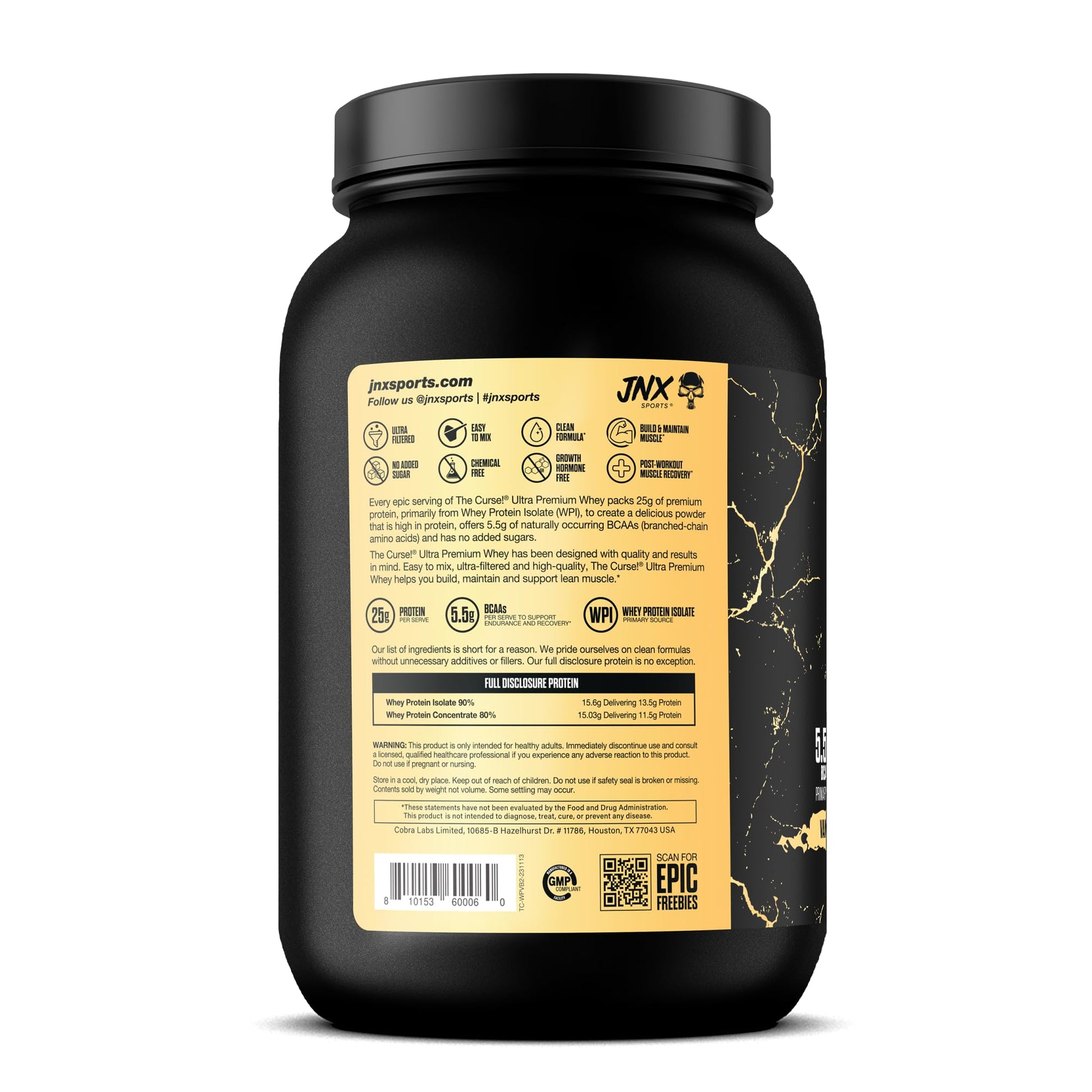 JNX SPORTS The Curse! Ultra Premium Whey Protein Powder Vanilla Bean 2lb | 25g Protein JNX SPORTS uk supplements