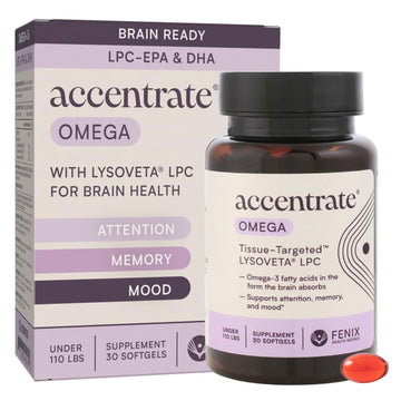 Omega w/LYSOVETA LPC | EPA & DHA Supplements for Brain Health | Focus, Attention, Memory, & Mood | 6X Higher Absorption Than Fish Oil | Omega-3 Fatty Acid Supplements | Highest Potency LPC-DHA Accentrate uk supplements