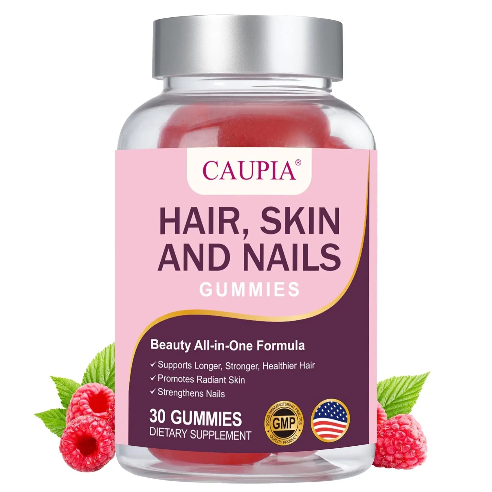 CAUPIA Hair Skin and Nails Gummies, All-in-One Advanced Formula Supports Hair Growth - Skin Health & Nail Strength - 30 Gummies CAUPIA uk supplements