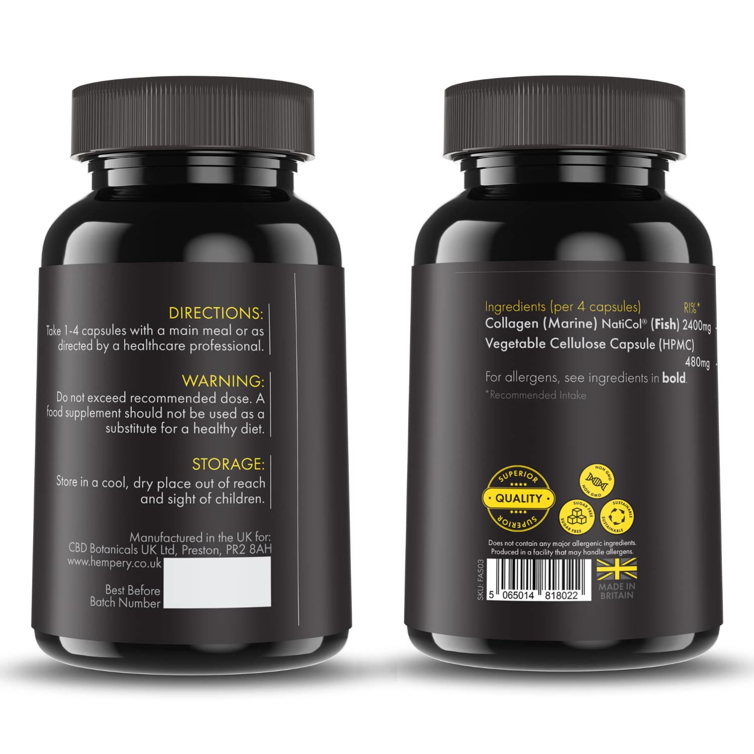 Vitalytes Marine Collagen Supplement 2400mg | 120 Marine Collagen Capsules Made in The UK Vitalytes uk supplements