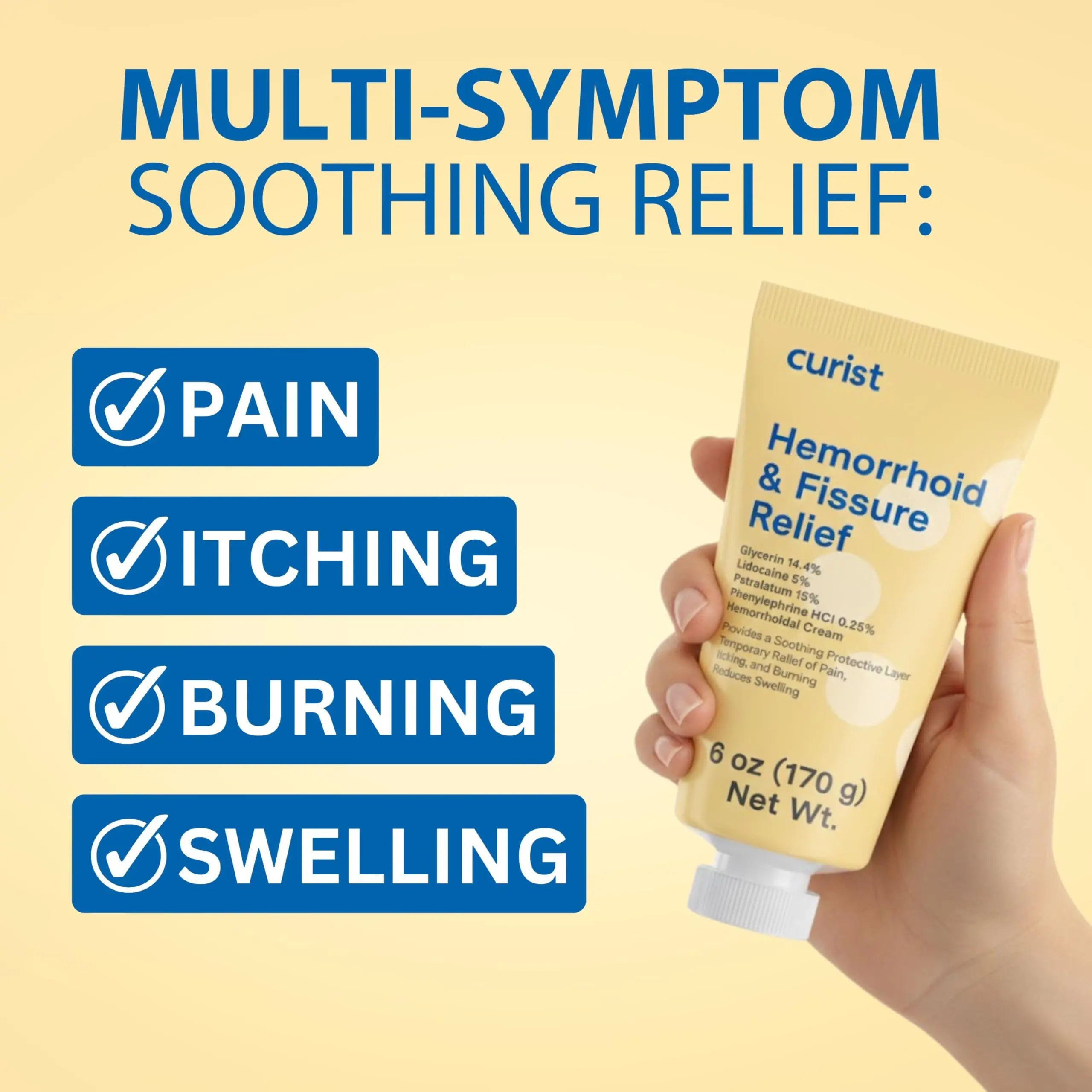 Curist Fissure and Hemorrhoid Cream with Lidocaine 5% and Phenylephrine HCl - Numbing Anal Fissure Cream Temporarily Shrinks Hemorrhoids - Reduces Itching, Swelling, & Burning - Huge Tube - 6oz Curist uk supplements