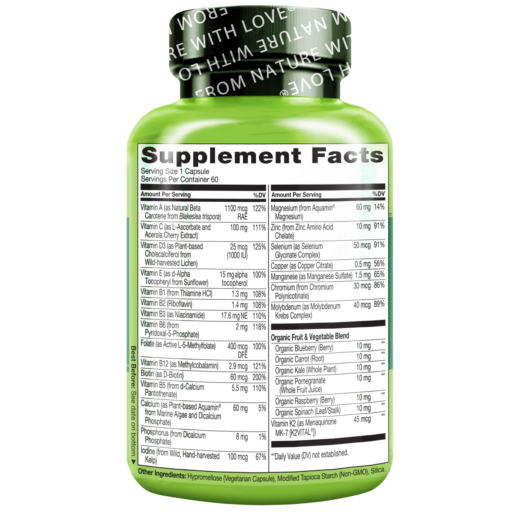 NATURELO Mens Multivitamins for Men 50+ - One Daily Multivitamin for Men with Vitamins, Minerals & Organic Whole Foods NATURELO uk supplements