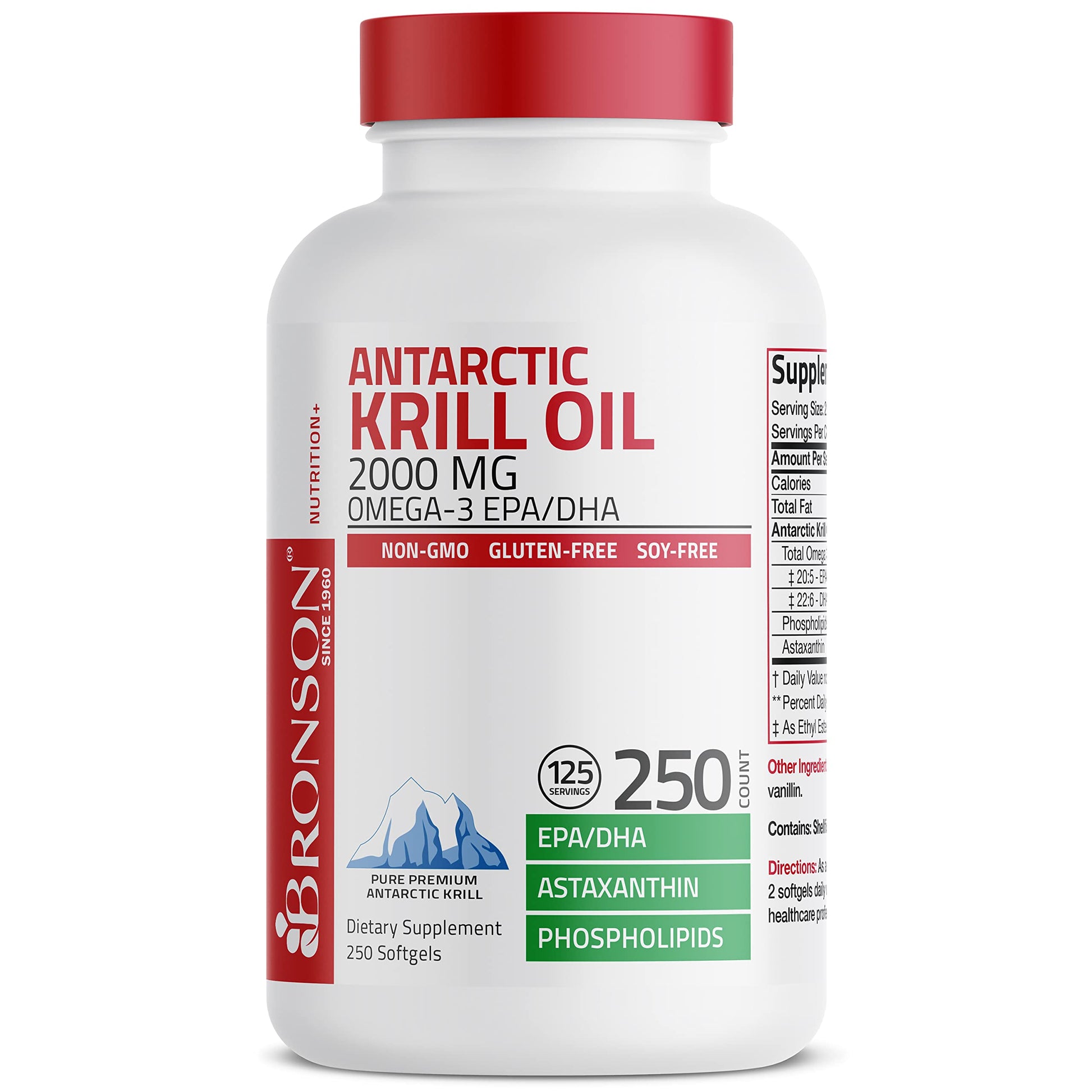 Bronson Antarctic Krill Oil 2000 mg with Omega-3s EPA, DHA, Astaxanthin and Phospholipi Bronson uk supplements