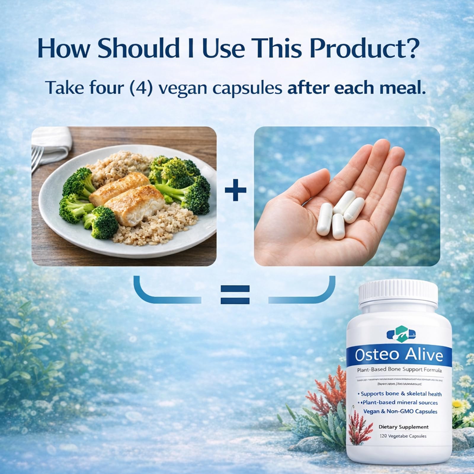 AIFBENK Osteo Alive Bone Support, with Plant-Based Calcium & Magnesium (from Algae), Vitamin D3 (from Lichen), Vitamin K2 (MK-7), Boron & BioPerine, Helps Support Bone & Skeletal Health AIFBENK uk supplements
