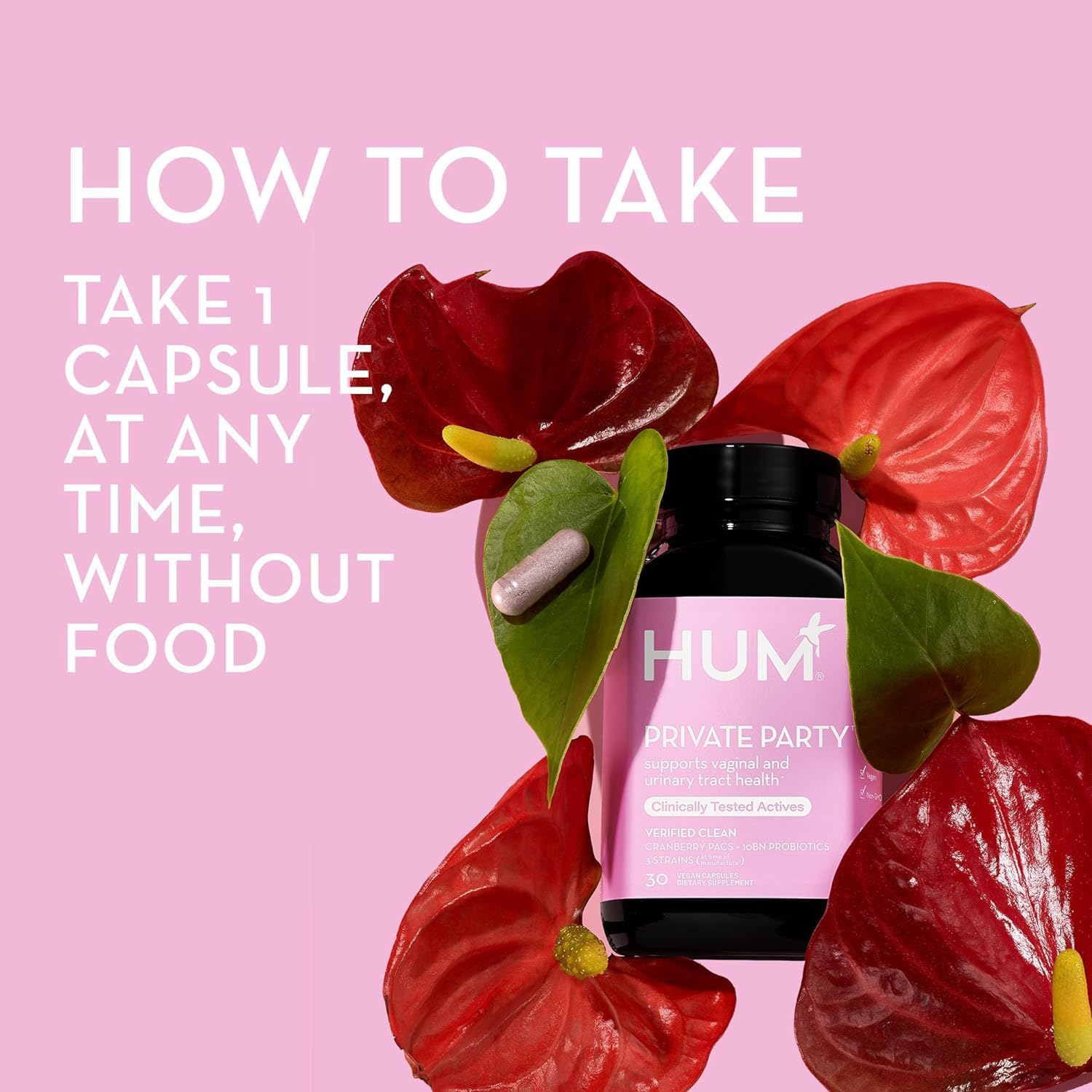 HUM Private Party Pills - Vaginal Probiotics for Women's Ph Balance with Cranberry HUM uk supplements