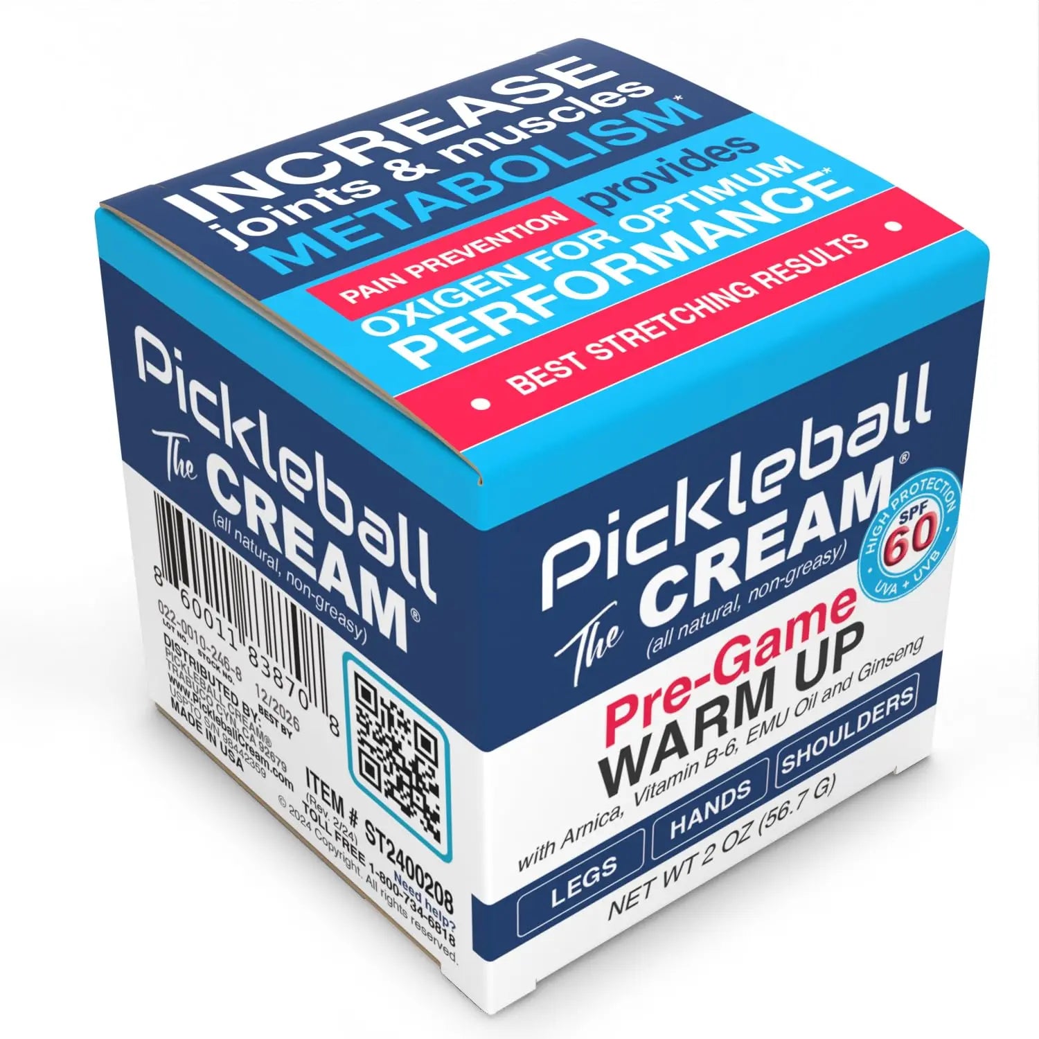 Pickleball Cream PRE-Game Warm UP SPF 60 Joint & Muscle Therapy Cream Grip Strength Pickleball Paddle Control Accurate Ball Shots Joints Muscles Metabolism Oxygen Pain Prevention Maximum Performance Pickleball Cream uk supplements