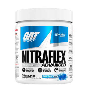 GAT SPORT Nitraflex Advanced Pre-Workout Powder, Increases Blood Flow, Boosts Strength and Energy, Improves Exercise Performance, (Blue Raspberry, 30 Servings) GAT SPORT uk supplements