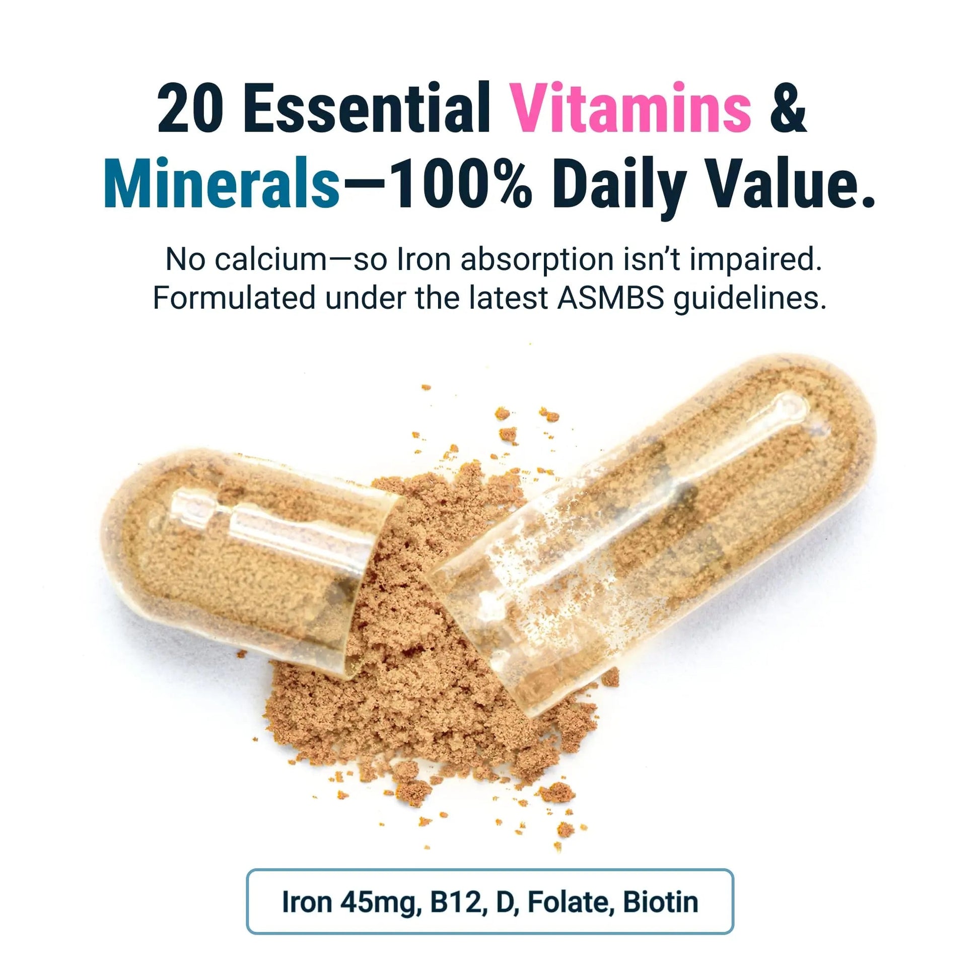 BariatricPal Multivitamin ONE 1 per Day! Bariatric Multivitamin Capsule with 60 mg of Iron | Easy to Swallow Capsule | BariatricPal uk supplements