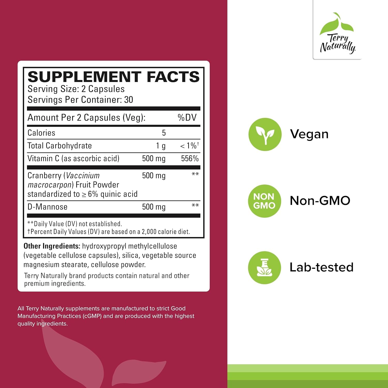 Terry Naturally Urinary Tract Intensive Support - Supplement with Cranberry for Bladder Health Support - Kidney Health Supplement with D-Mannose & Vitamin C - 60 Capsules (30 Servings) Terry Naturally uk supplements
