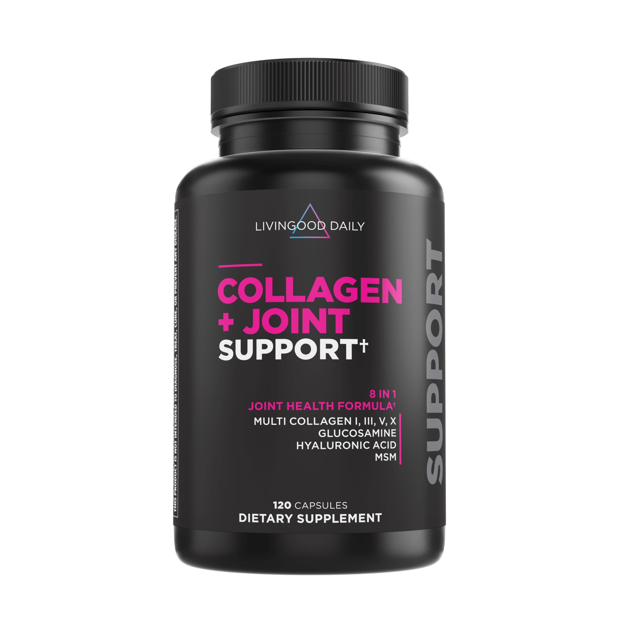 Livingood Daily Collagen + Joint Support, Grass Fed Multi Collagen Peptides I III V X with Hyaluronic Acid, Joint Support Supplement for Women & Men, Hair Skin Nails, Keto & Gluten Free, 120 Capsules Livingood Daily uk supplements