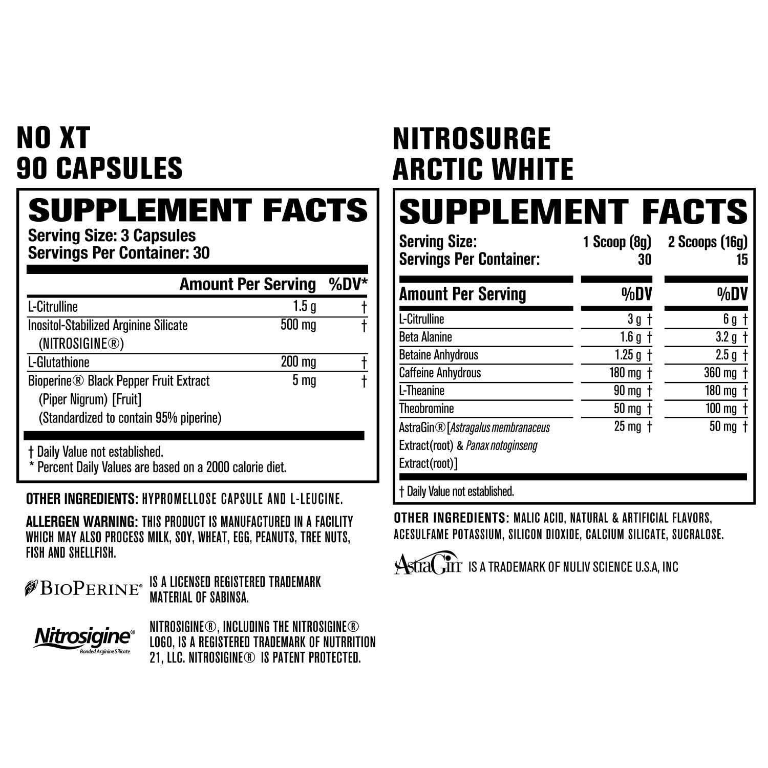 Jacked Factory Nitrosurge Pre-Workout in Arctic White & N.O. XT Nitric Oxide Booster Jacked Factory uk supplements