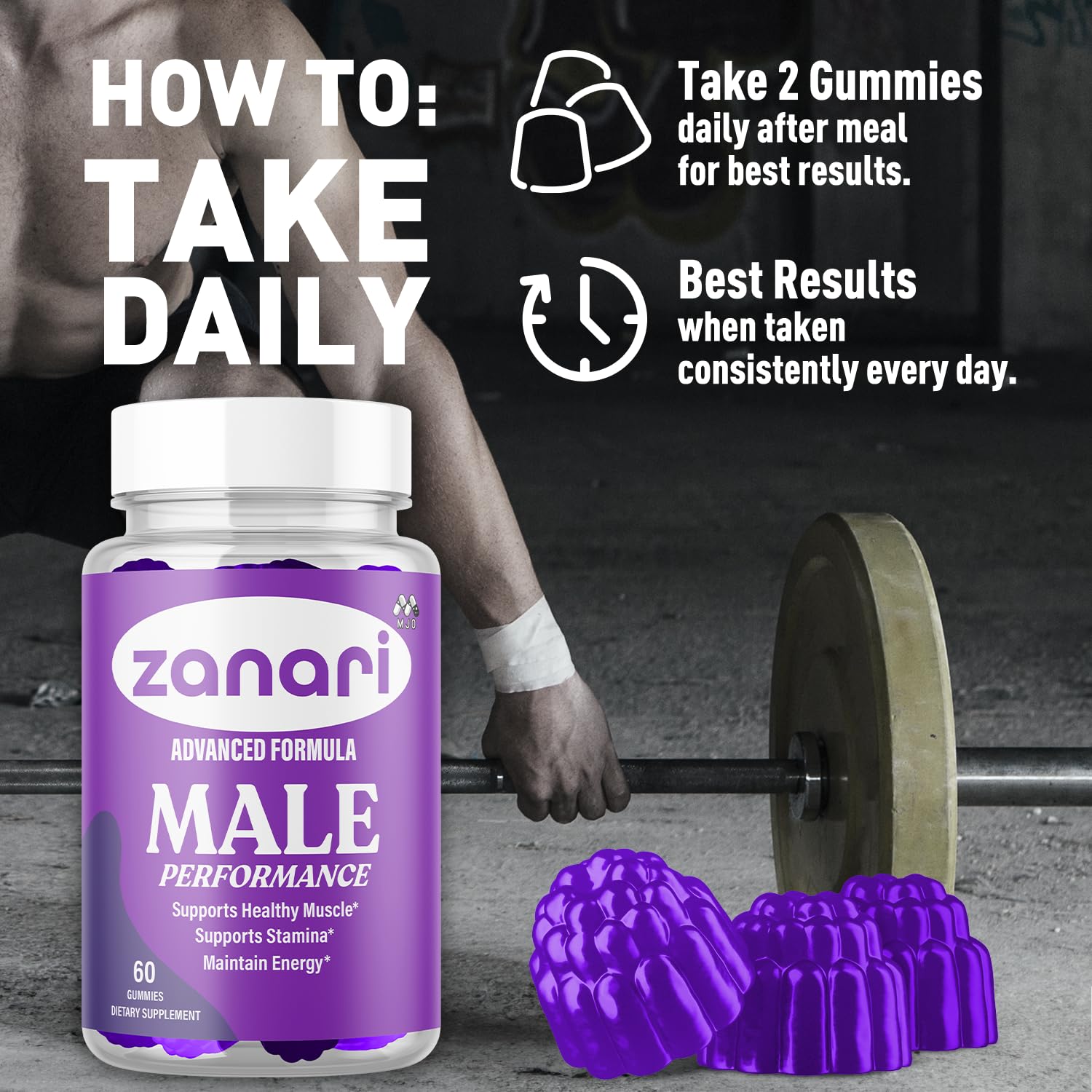 Zanari Gummies, Official Zanari Gummys for Men with All Natural Ingredients, Advanced Formula for Optimal Health & Total Wellness Support with Maximum Strength Active Lifestyle Vitamins (60 Gummies) MJO uk supplements