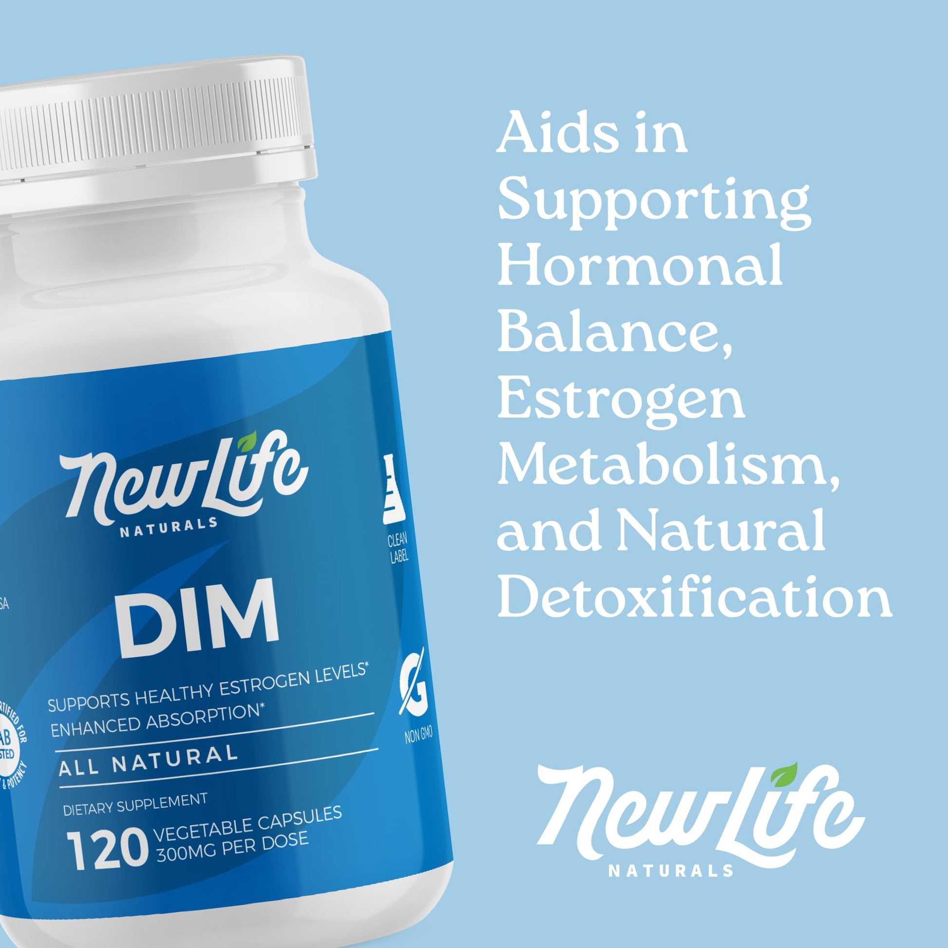 NewLife Naturals DIM Supplement 300mg for Women & Men - Hormonal Acne, Estrogen Balance Pills, Post Menopause Relief | Healthy Estrogen Level | Hormonal Balance - Bioperine | PCOS - 60 Day Supply NewLife Naturals uk supplements
