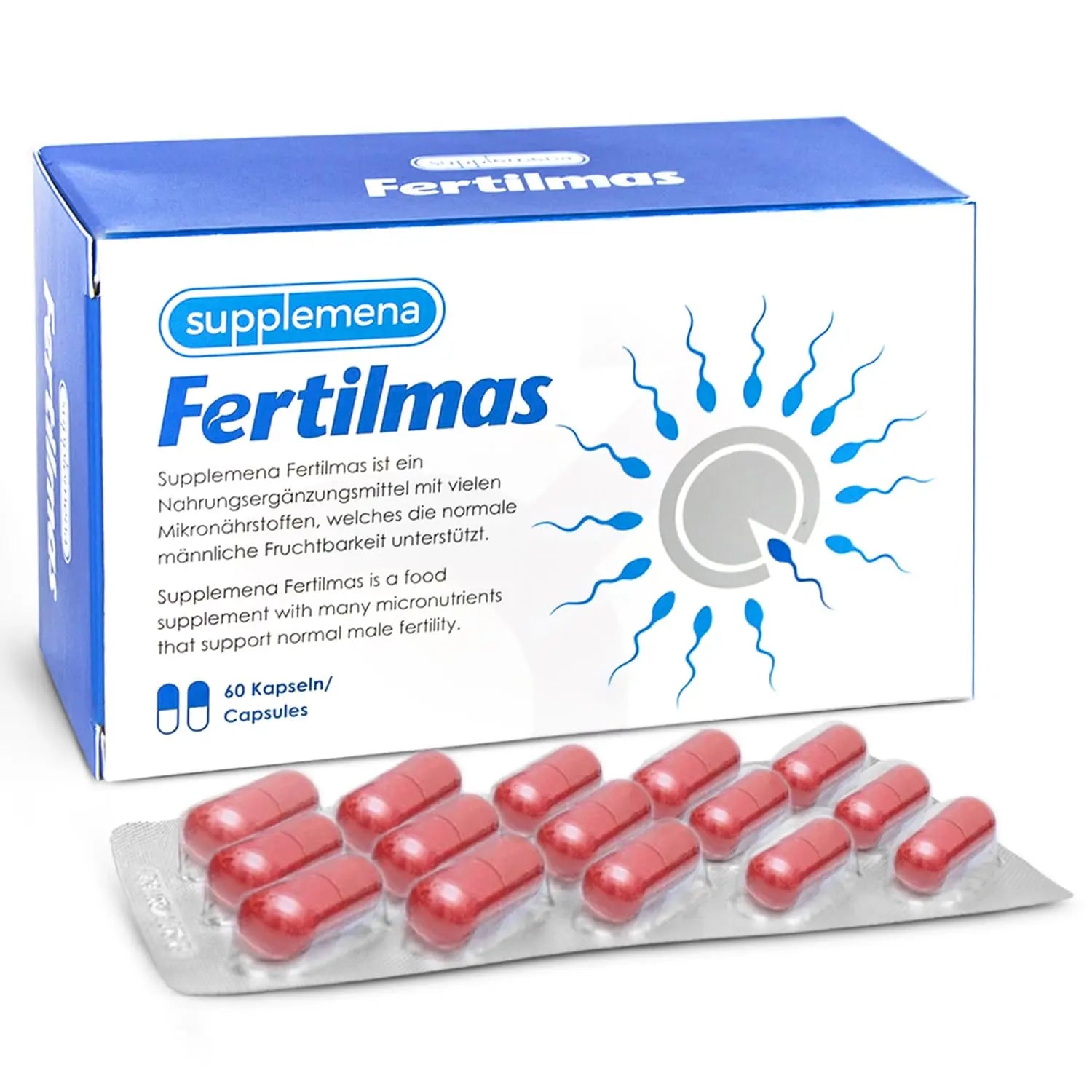 Fertilmas Natural Fertility Support for Men | L-Carnitine, Zinc, Vitamin D3, and Folic Acid | Couples TTC Supplement for Reproductive Health | Supplemena uk supplements