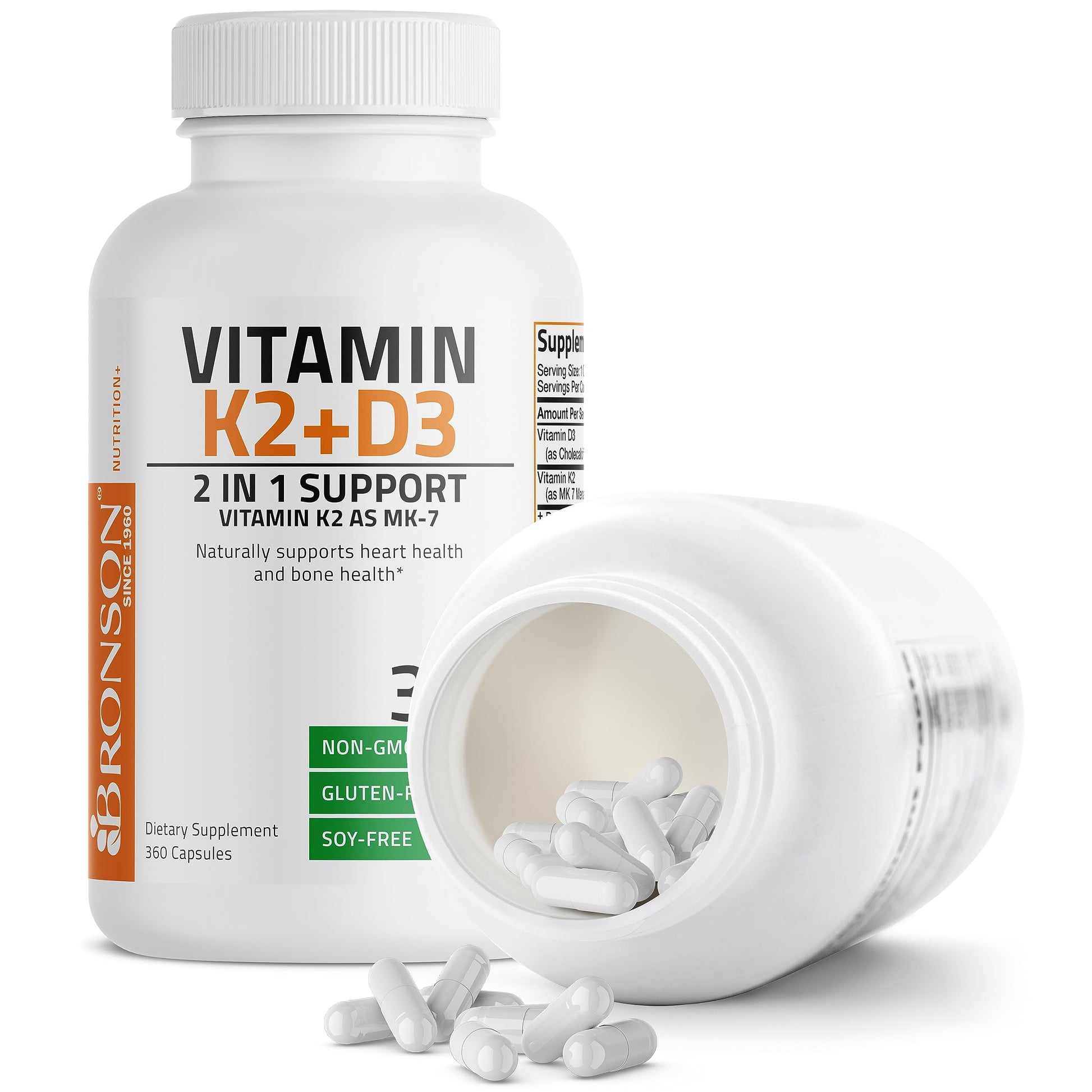 Bronson Vitamin K2 (MK7) with D3 Supplement Non-GMO Formula 5000 IU Vitamin D3 Bronson uk supplements