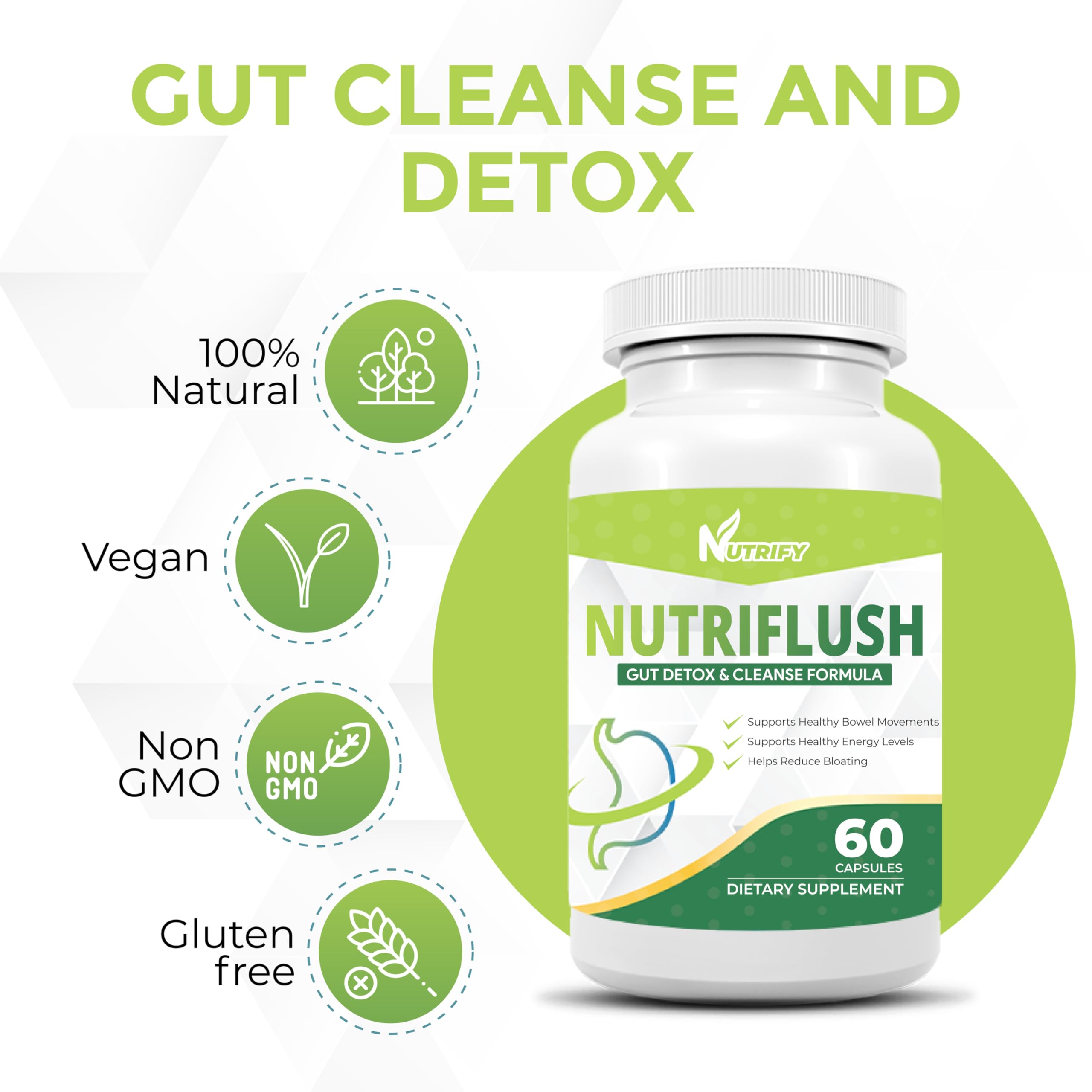 NutriFlush - Powerful Colon Support & Gut Cleanse Formula, High Absorption, GMO Free, Made in USA Generic uk supplements