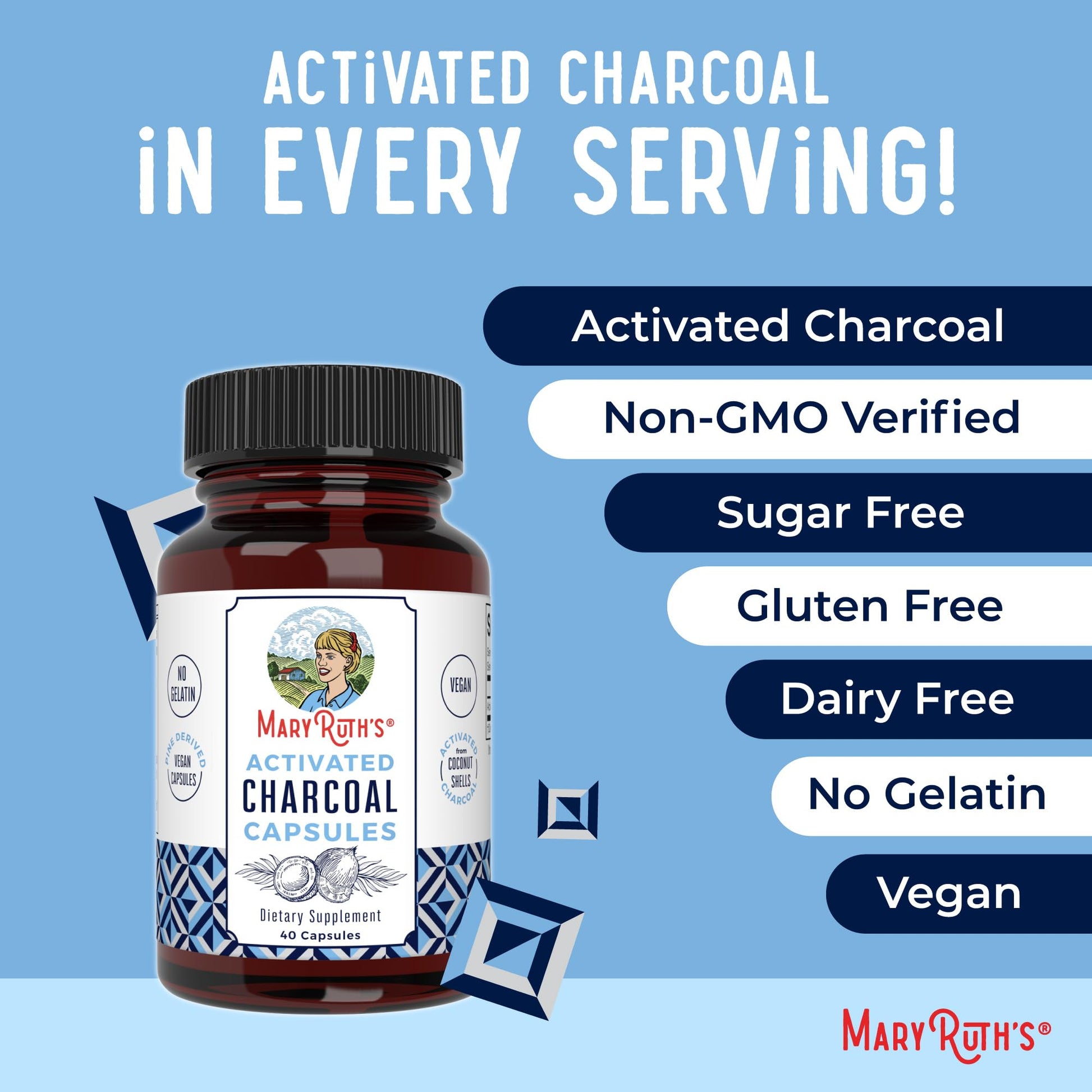 MaryRuth Organics Activated Charcoal Capsules | Substance Adsorption | Derived from Coconut Shells | Vegan Capsules from Pine Trees | Non-GMO | Gluten Free | 40 Count MARYRUTH'S uk supplements