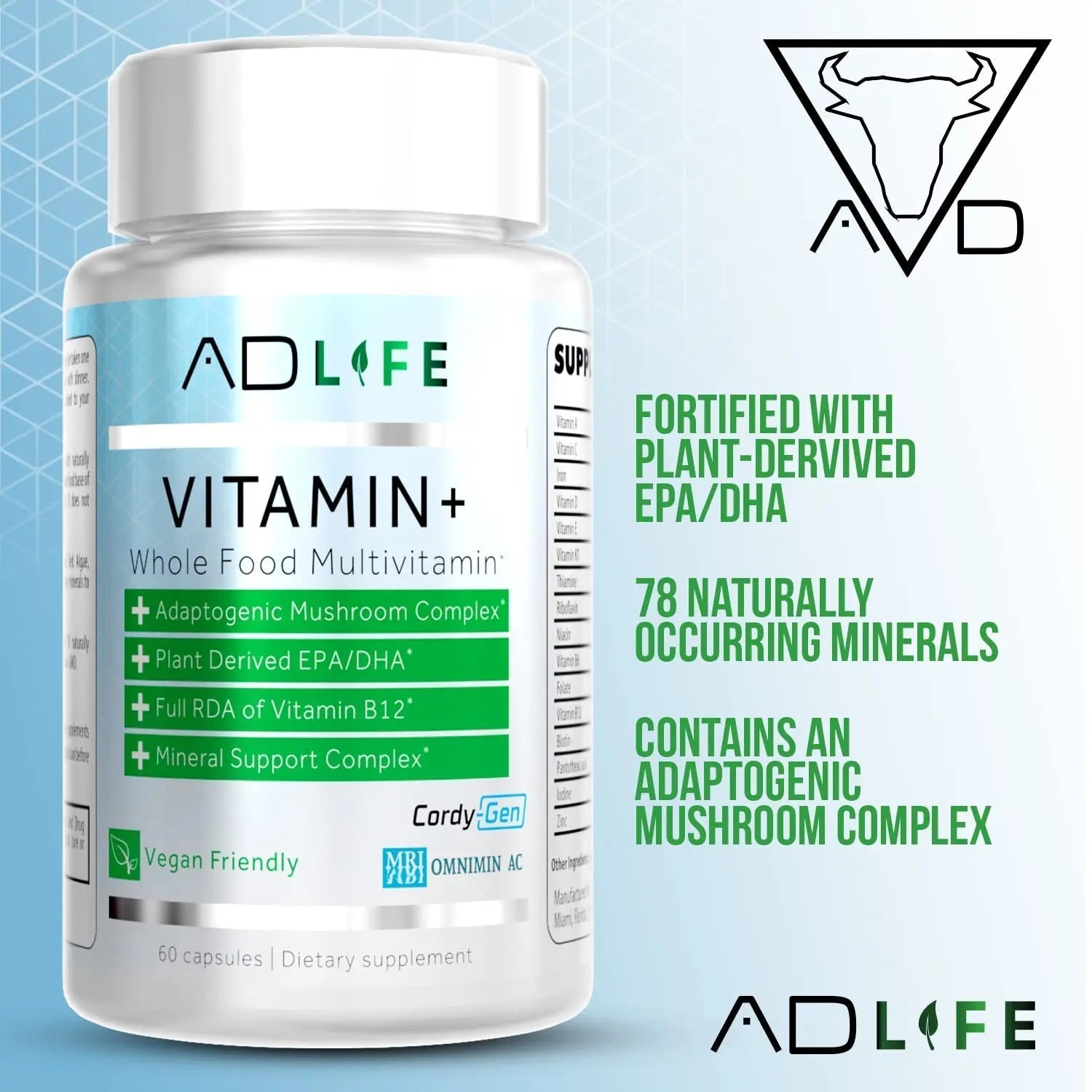 Project AD Vitamin+ Multimineral Multivitamin Supplement Complete Antioxidant, Energy & Immune Support. (60 Servings) PROJECT AD LLC uk supplements