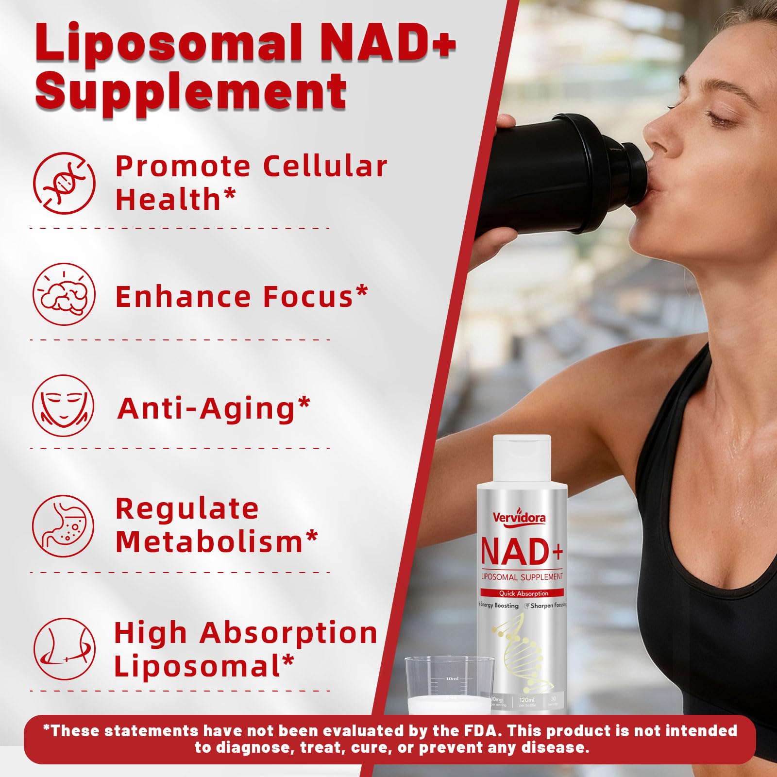 Vervidora Liposomal NAD+ Supplement, NAD+ Liquid Supplement with High Absorption for Anti-Aging, Cellular Health, Enhance Focus, Energy&Metabolism Support, Liposomal NAD+ Supplements for Women& Men Vervidora uk supplements