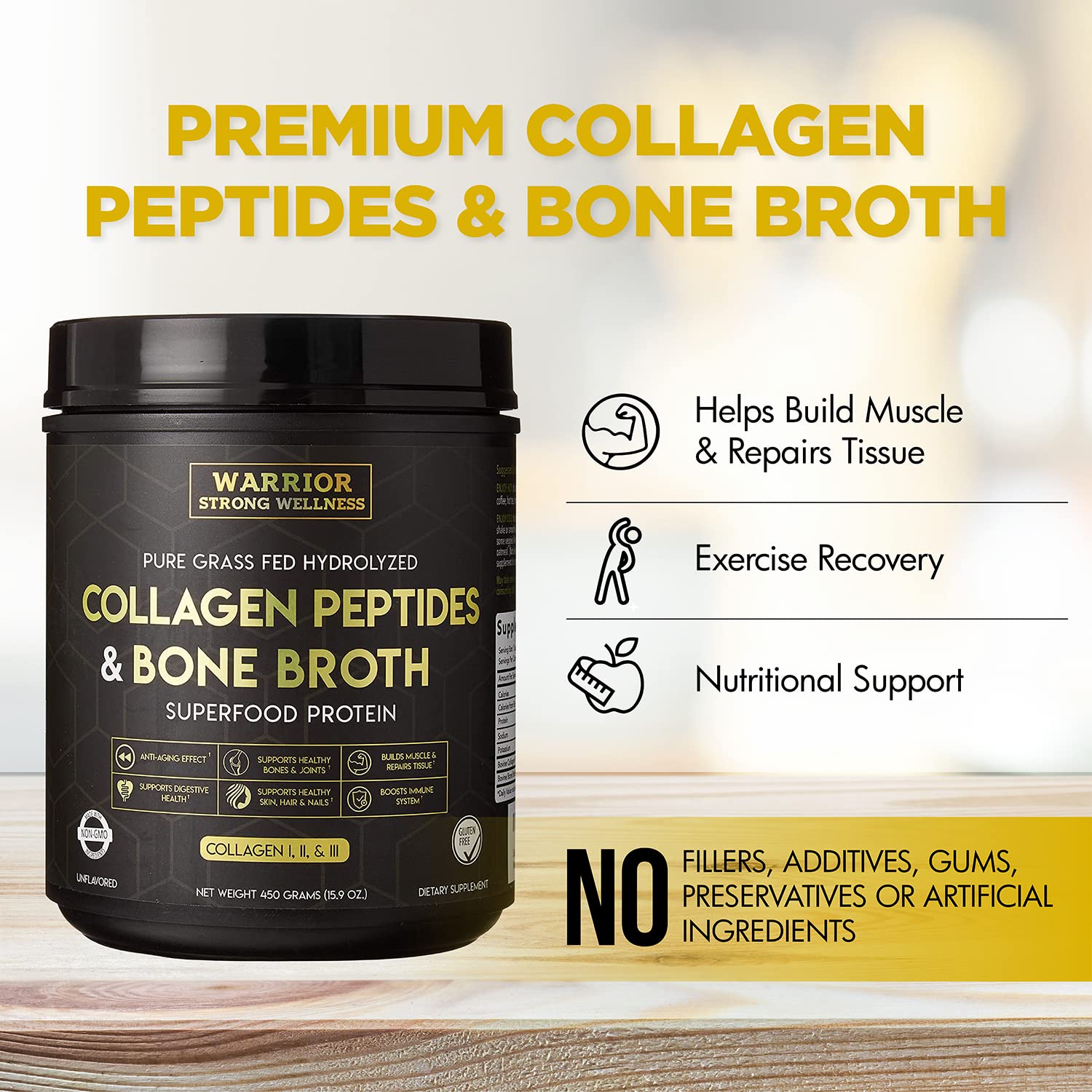 Warrior Strong Wellness Premium Collagen Peptides Bone Broth: Grass Fed Hydrolyzed Warrior Strong Wellness uk supplements