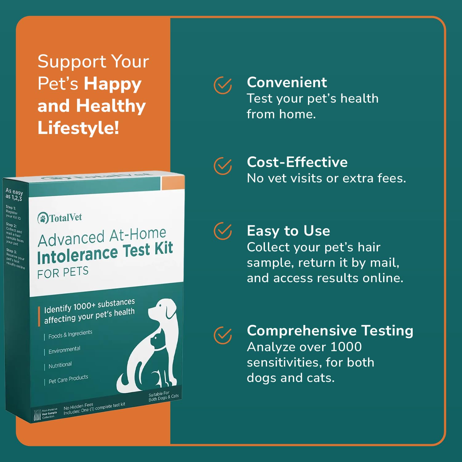 TotalVet Dog Allergy +1000 Food & Nutritional Sensitivity Test, Pet Intolerance Kit at Home — Advanced Complement to DNA Tests for Complete Pet Wellness TotalVet uk supplements