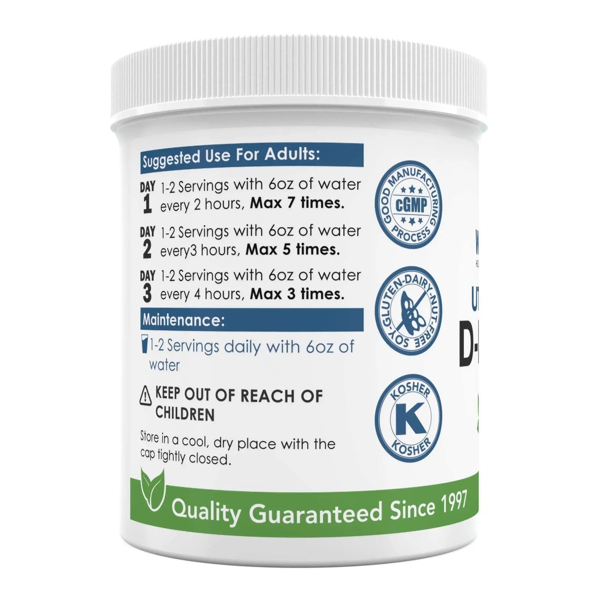 Now New UTI-Slip D Mannose Non GMO Organic Source Powder 65g jar WellnessPartners uk supplements