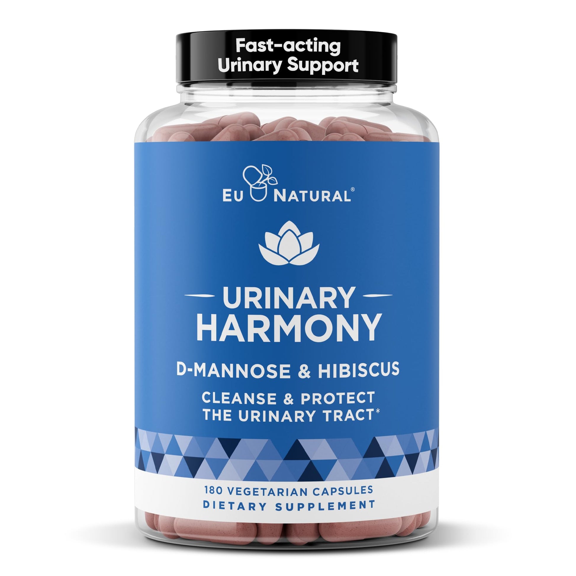 Eu Natural Urinary Harmony D-Mannose Supplement - Urinary Tract Health for Women - Fast-Acting Urinary Cleanse & Flush with Clinical-Strength D-Mannose & Hibiscus - 180 Capsules Eu Natural uk supplements